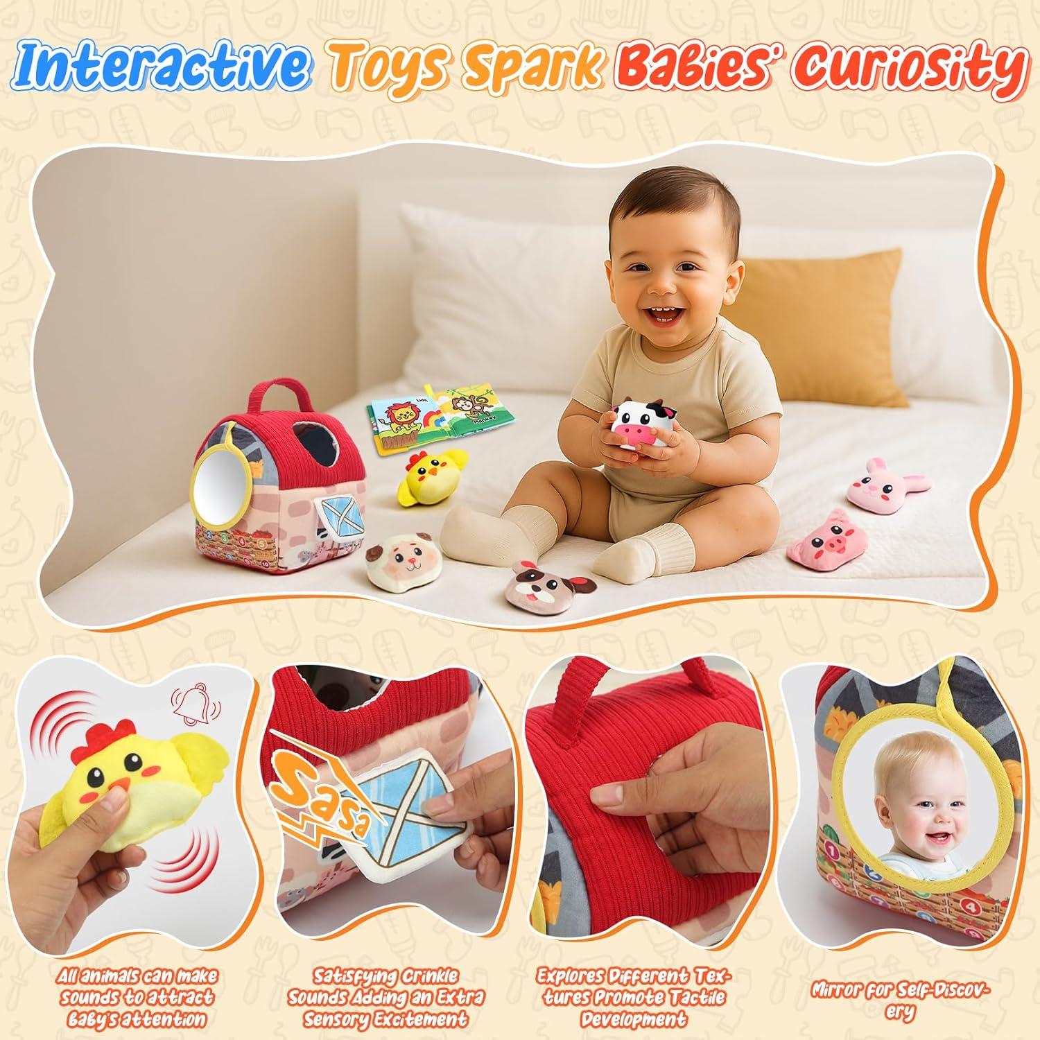 Juguetes de Peluche de Granja LUPHENZOK para Bebés 6-12 Meses