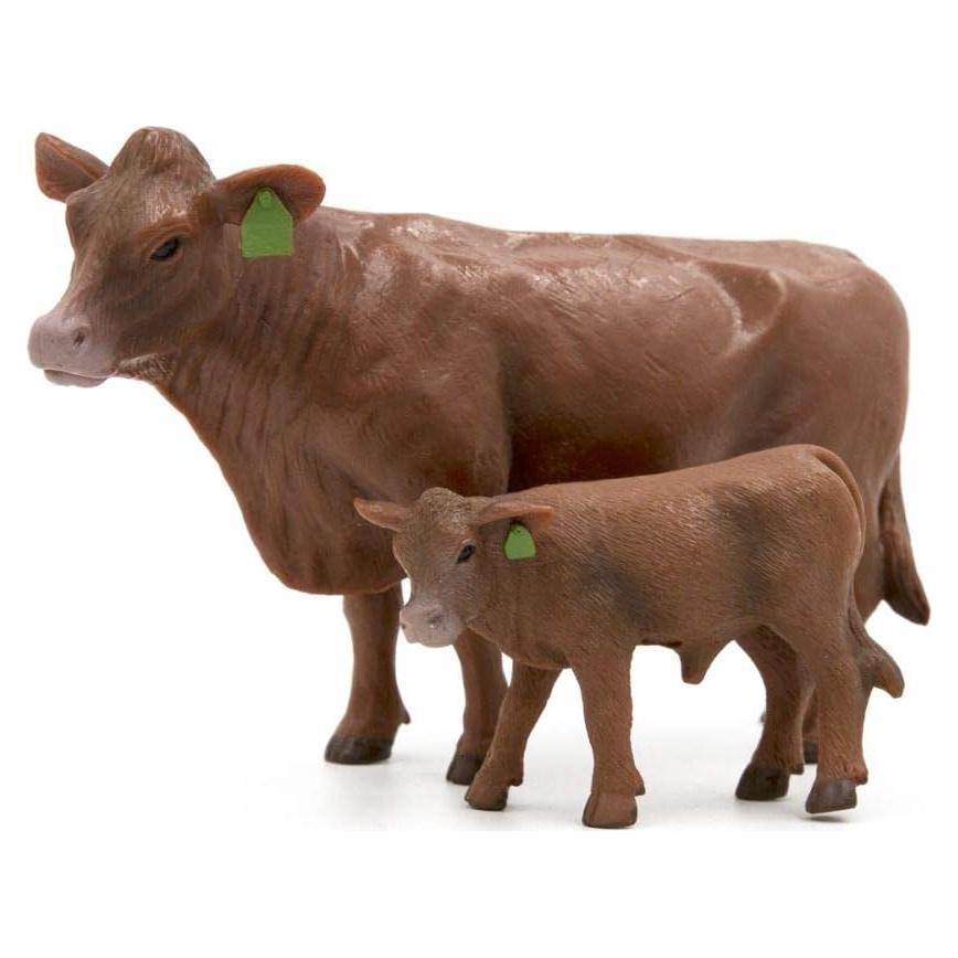 Pareja Vaca y Ternero Angus Rojo Little Buster Toys 1/16