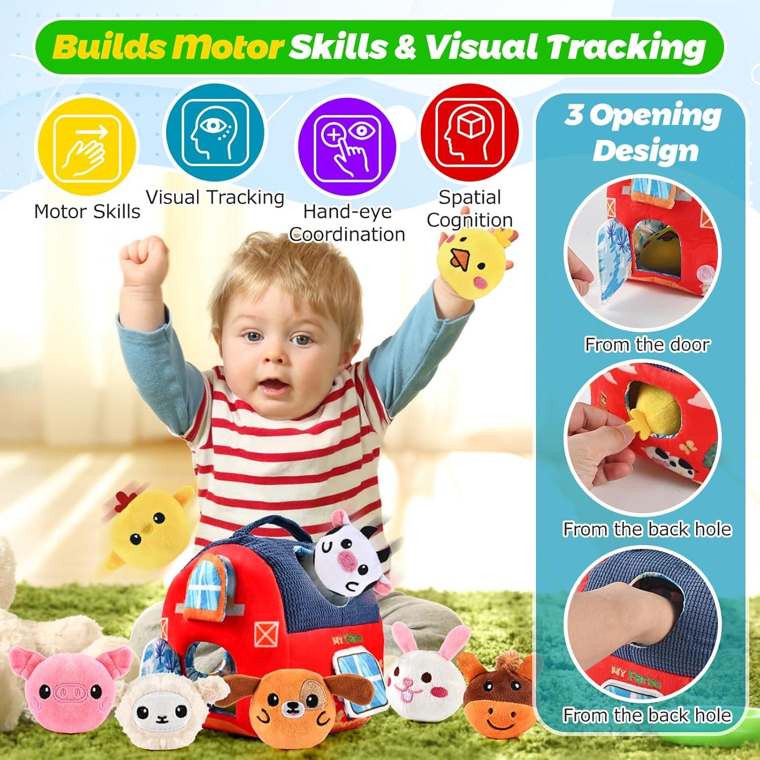 Juguete de Granja de Peluche Chengwen con 8 Animales Sonoros