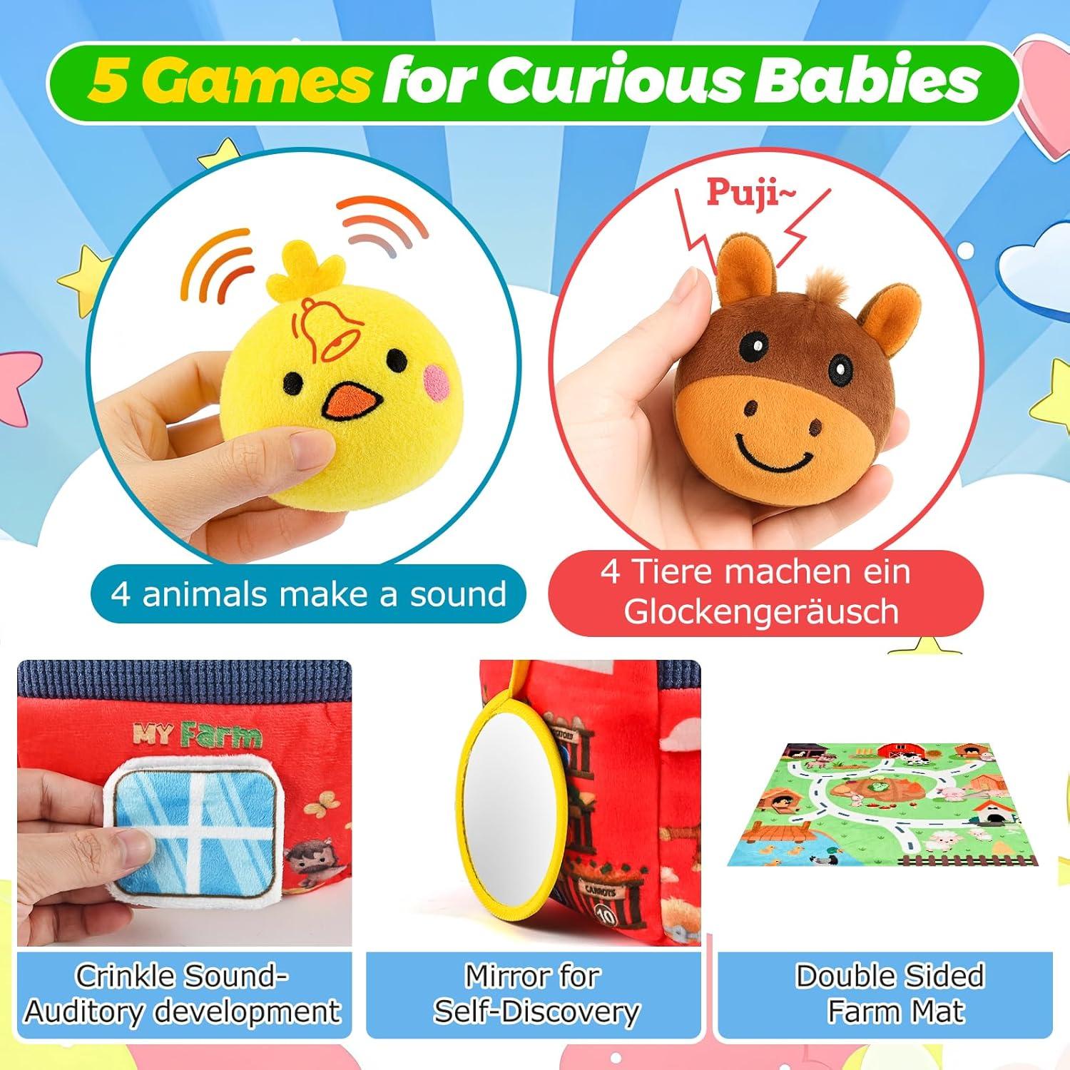 Juguete de Granja de Peluche Chengwen con 8 Animales Sonoros