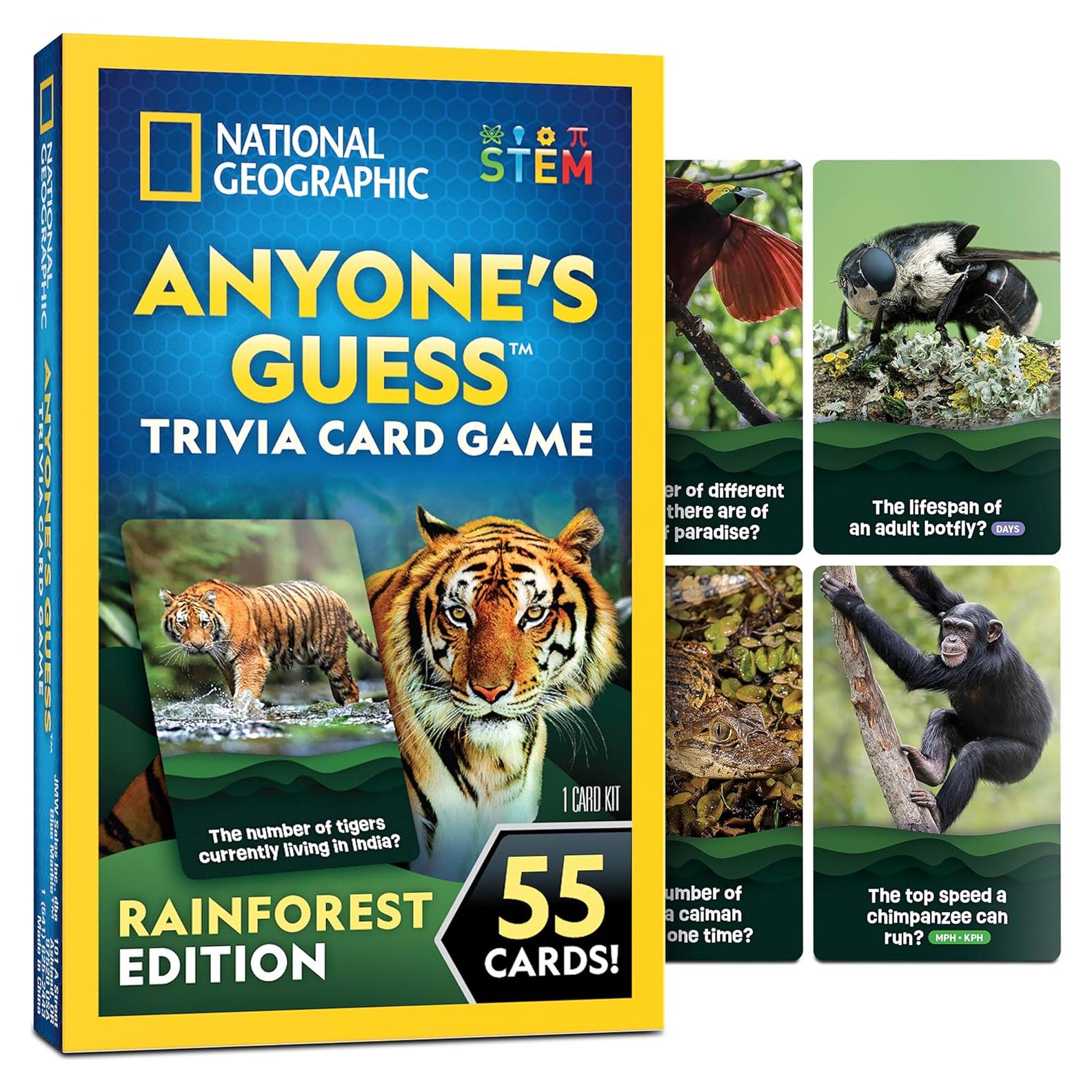 Juego de Tarjetas de Trivia de Animales National Geographic - 55 Tarjetas Jumbo para Niños
