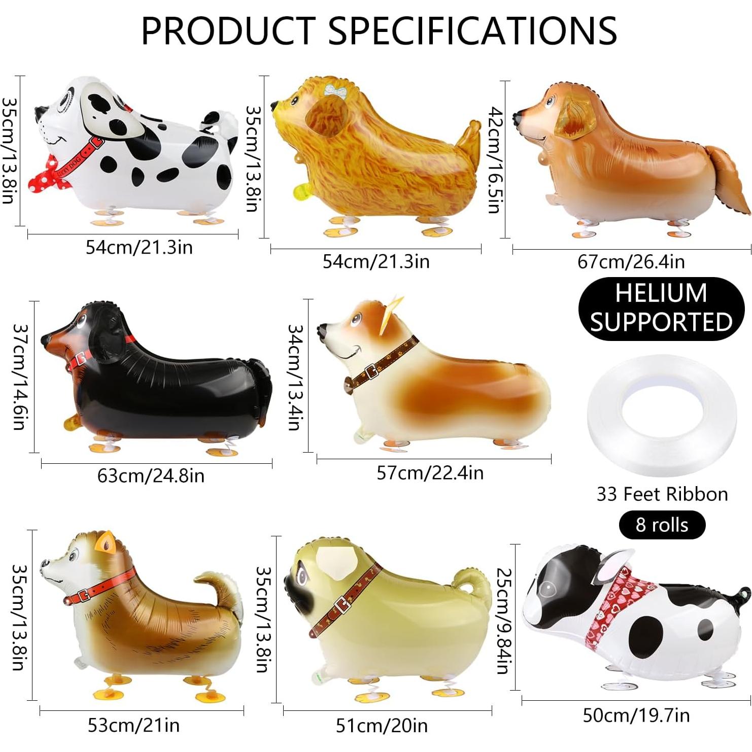 8 Globos de Perro Caminante Mylar para Fiesta de Cumpleaños