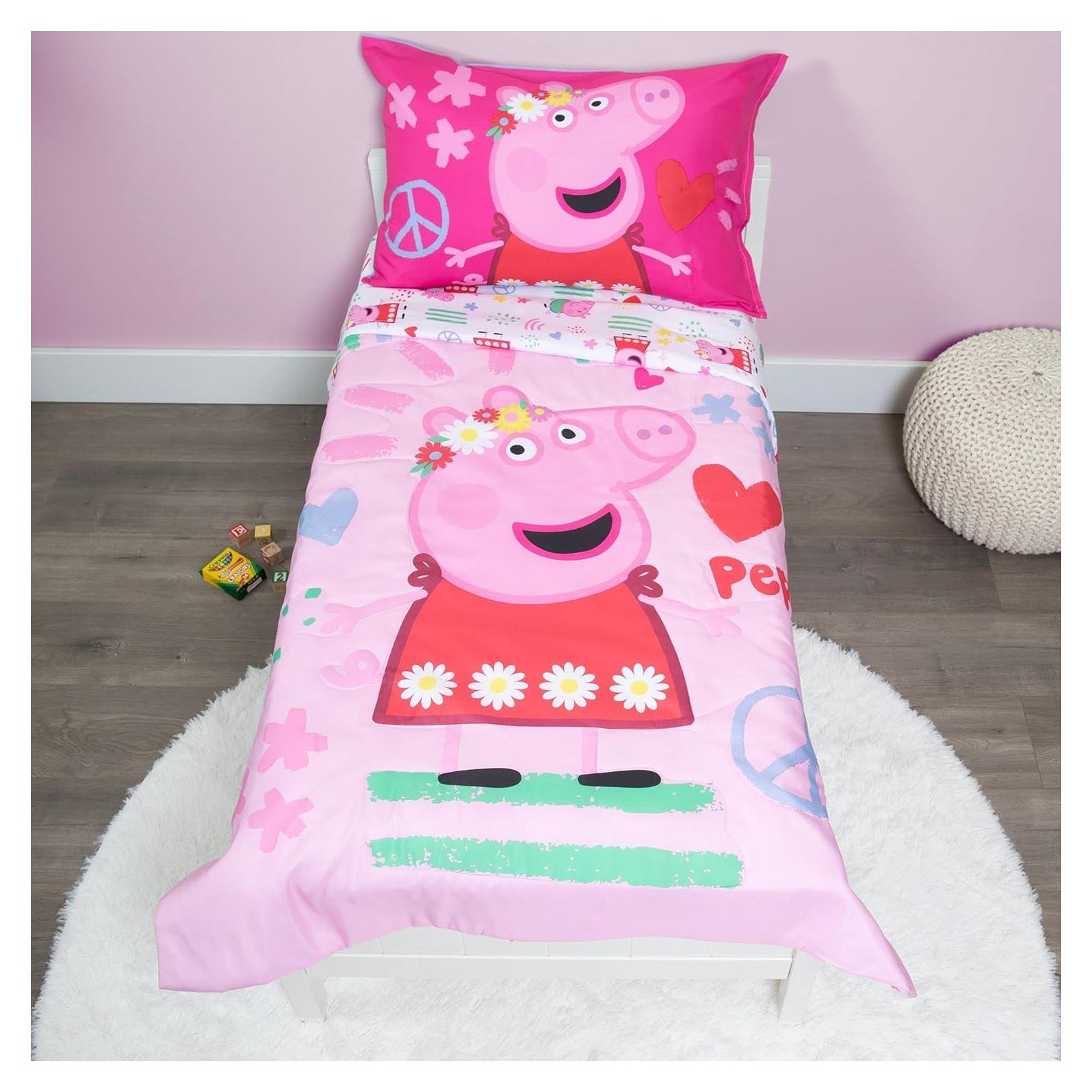 Juego de Ropa de Cama Peppa Pig 4 Piezas Rosa Microfibra