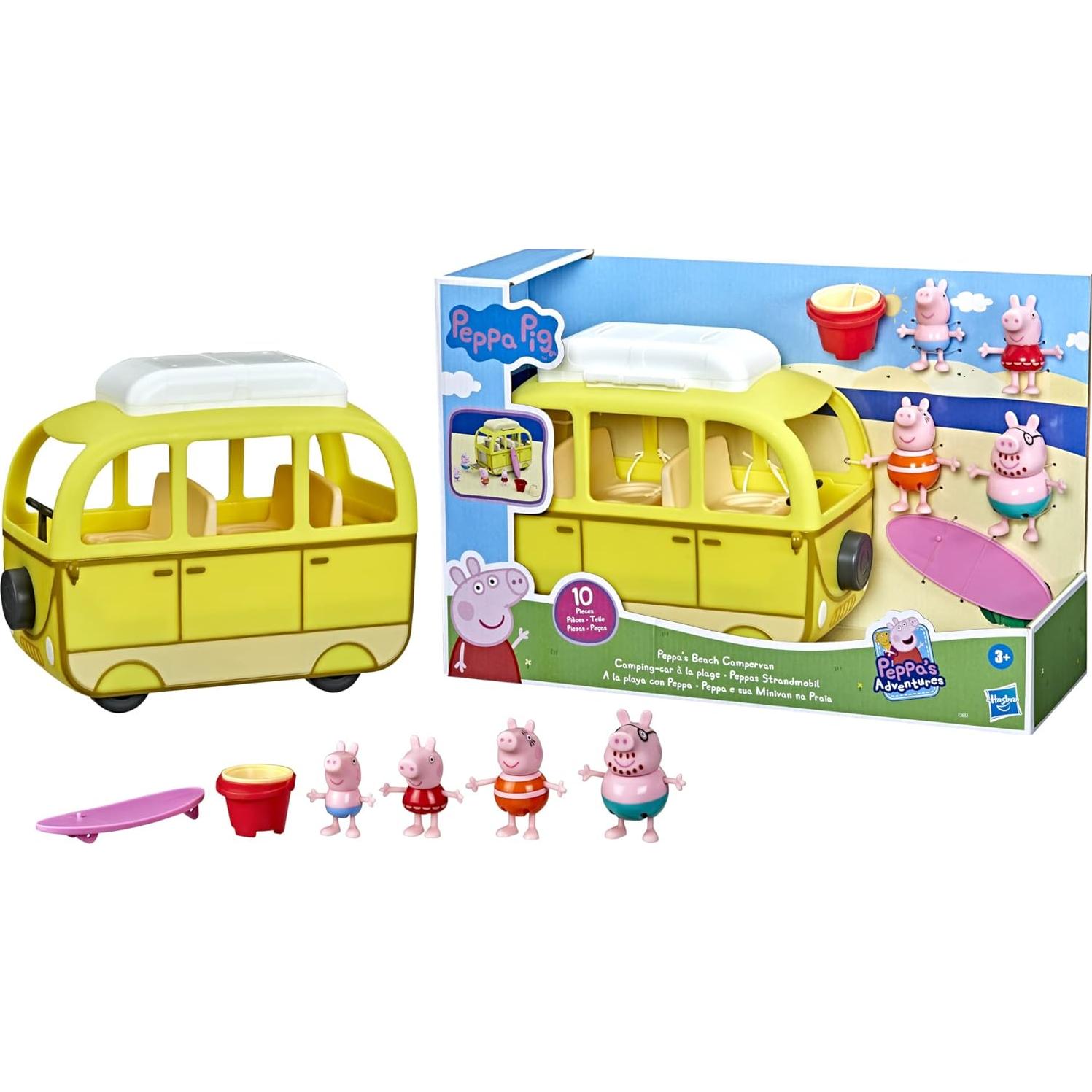 Camper de Playa Peppa Pig - Vehículo de Juguete 10 Piezas