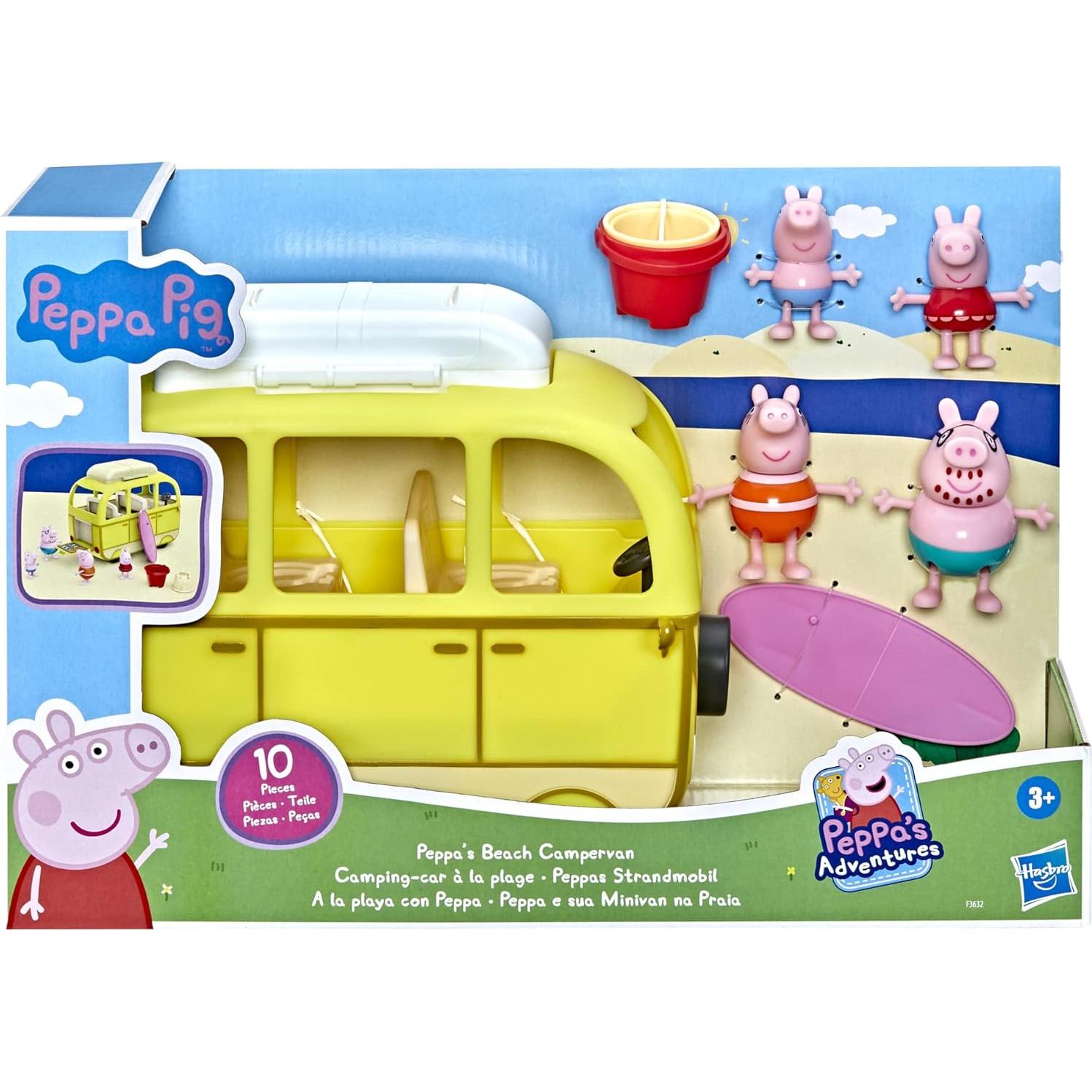 Camper de Playa Peppa Pig - Vehículo de Juguete 10 Piezas
