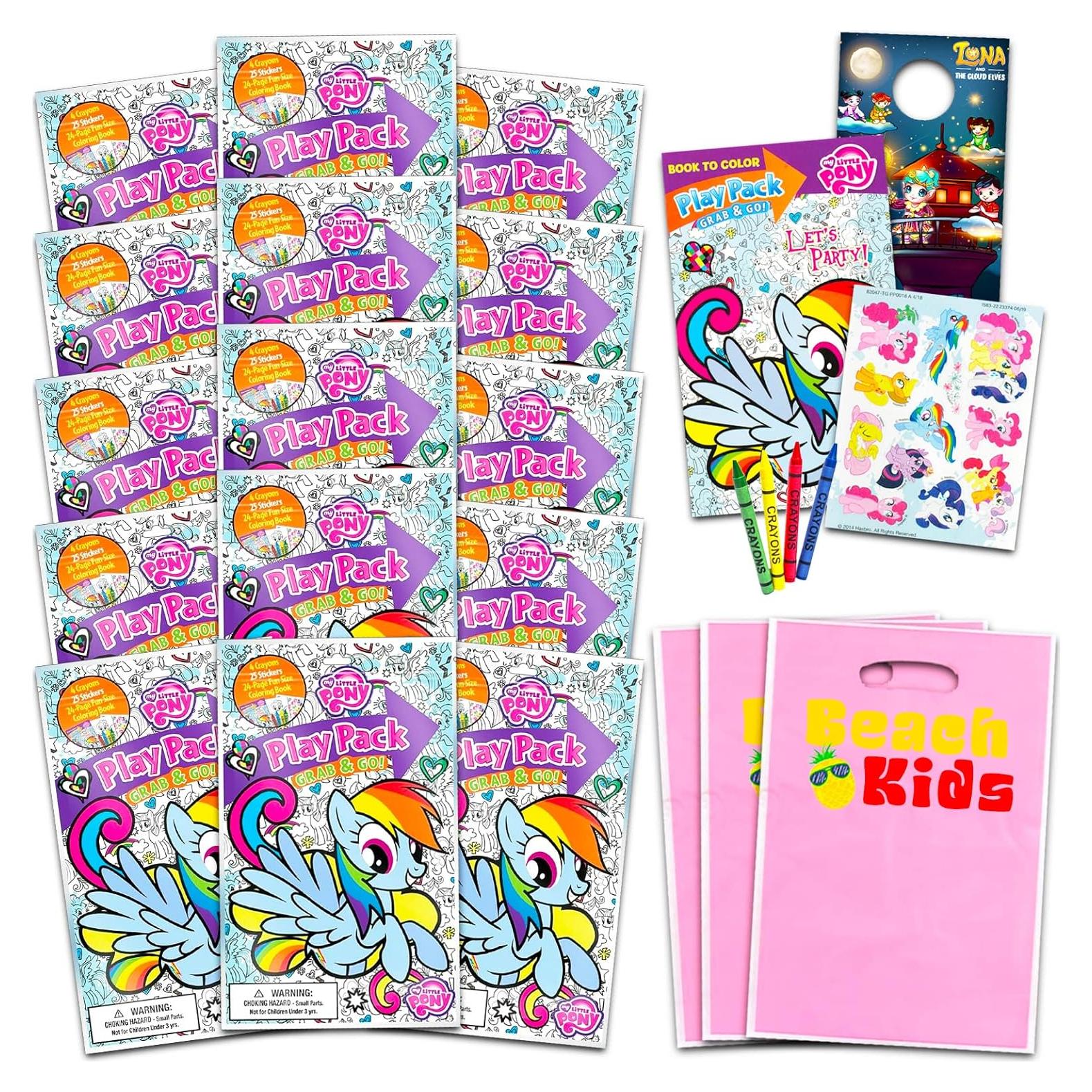 Conjunto de Fiesta My Little Pony - 15 Paquetes + Libros para Colorear