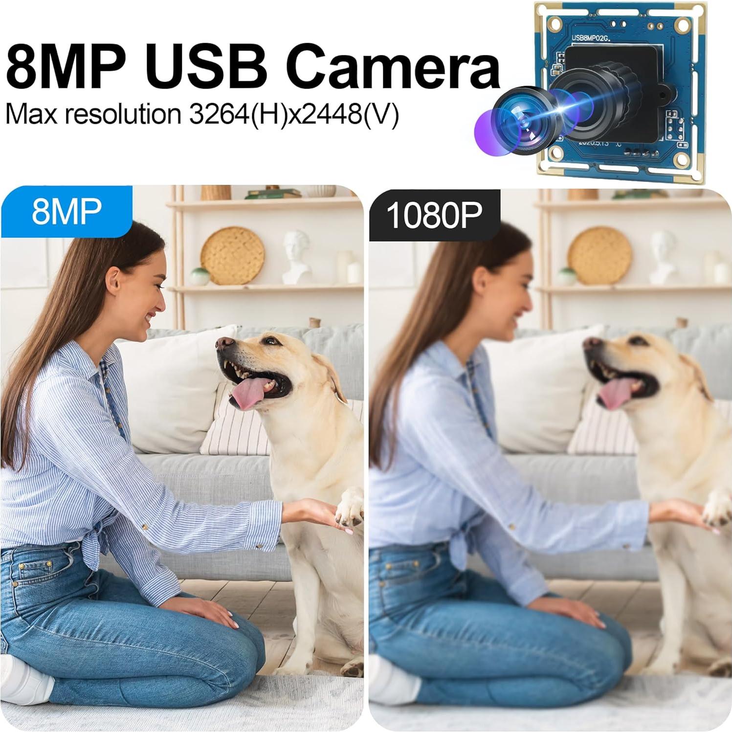 Módulo de Cámara USB 8MP ALPCAM Lente Sin Distorsión 75°