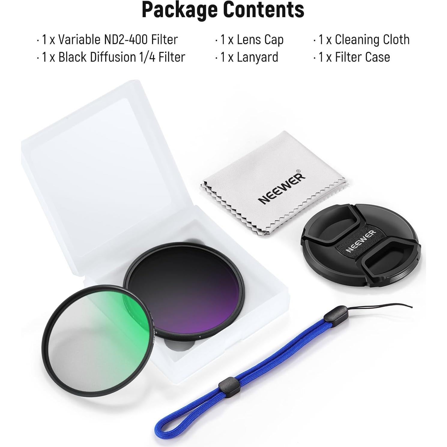Filtro ND Variable 58mm NEEWER + Filtro Difusión Negra 1/4