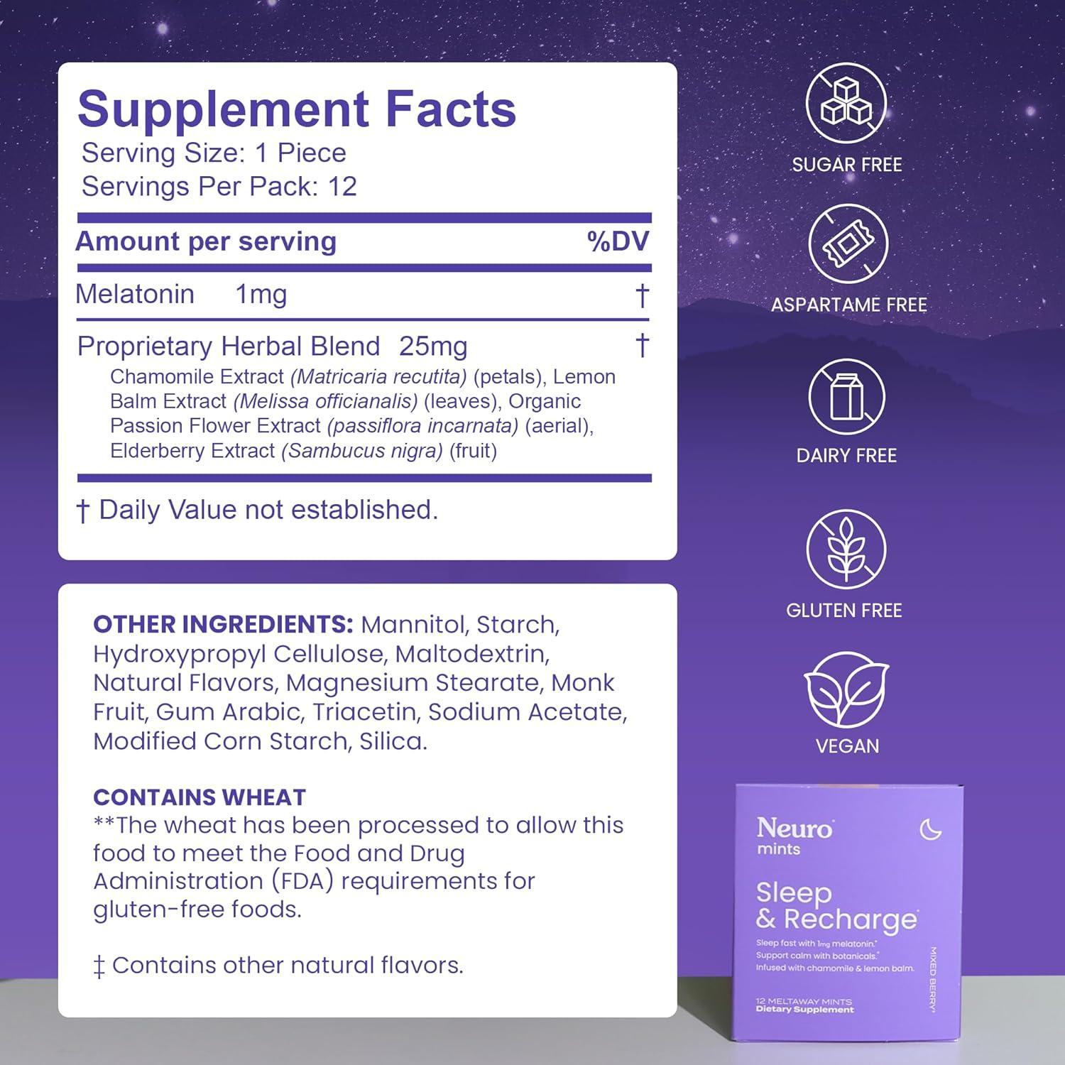 Neuro Melatonina 1 mg Mentas Sin Azúcar Frutos Mixtos 144 Piezas