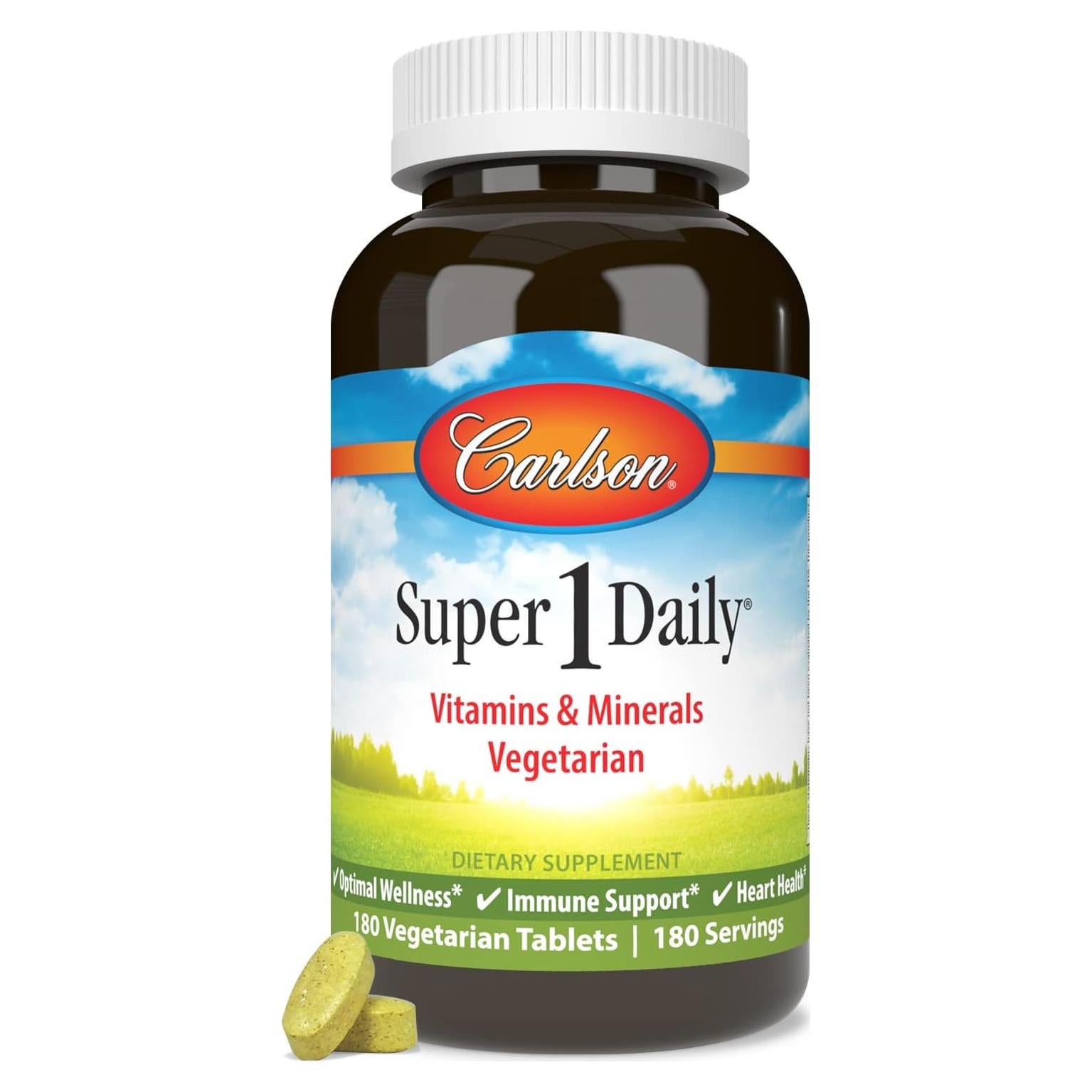 Multivitamínico Vegetariano Carlson Super 1 Daily 180 Tabletas