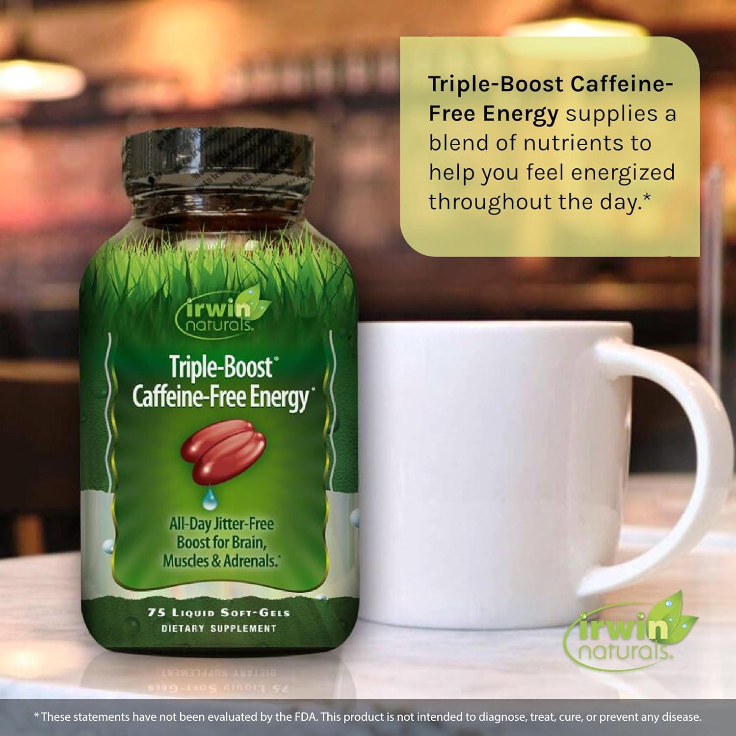 Irwin Naturals Triple-Boost Energía Sin Cafeína 75 Gelatinas