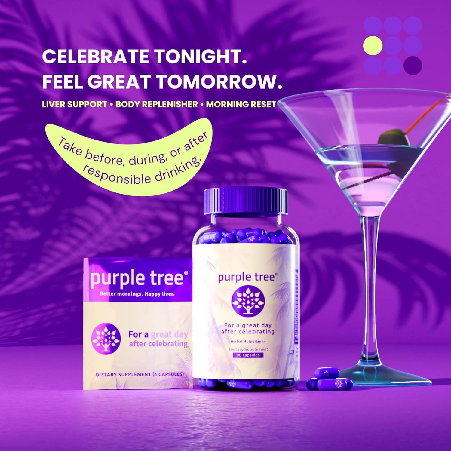 Suplemento Post-Celebración Purple Tree 30 píldoras | DHM, Glutatión, Vitaminas B