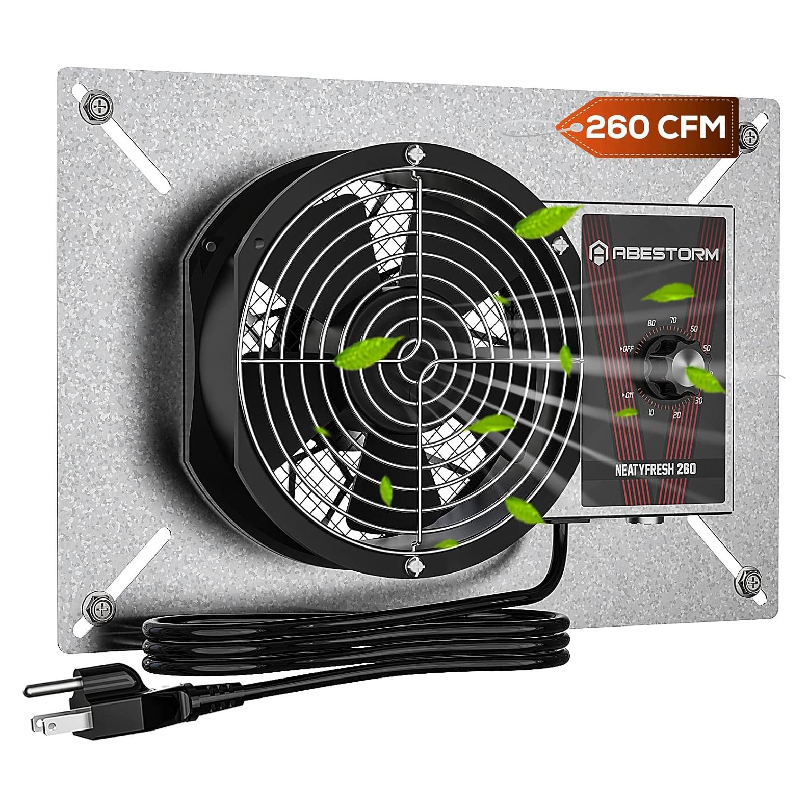 Ventilador de Escape Abestorm 260CFM con Termostato y Higrómetro
