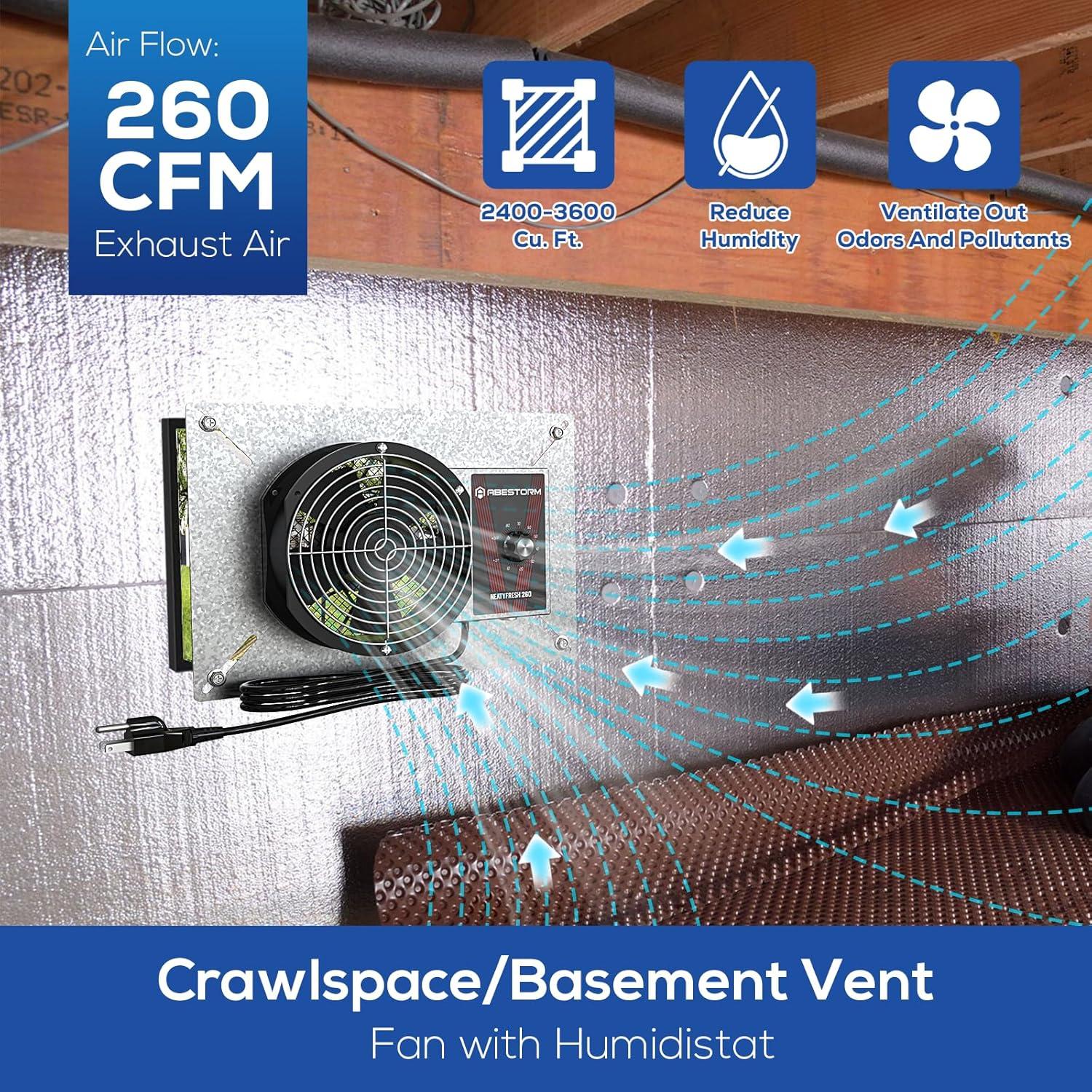 Ventilador de Escape Abestorm 260CFM con Termostato y Higrómetro