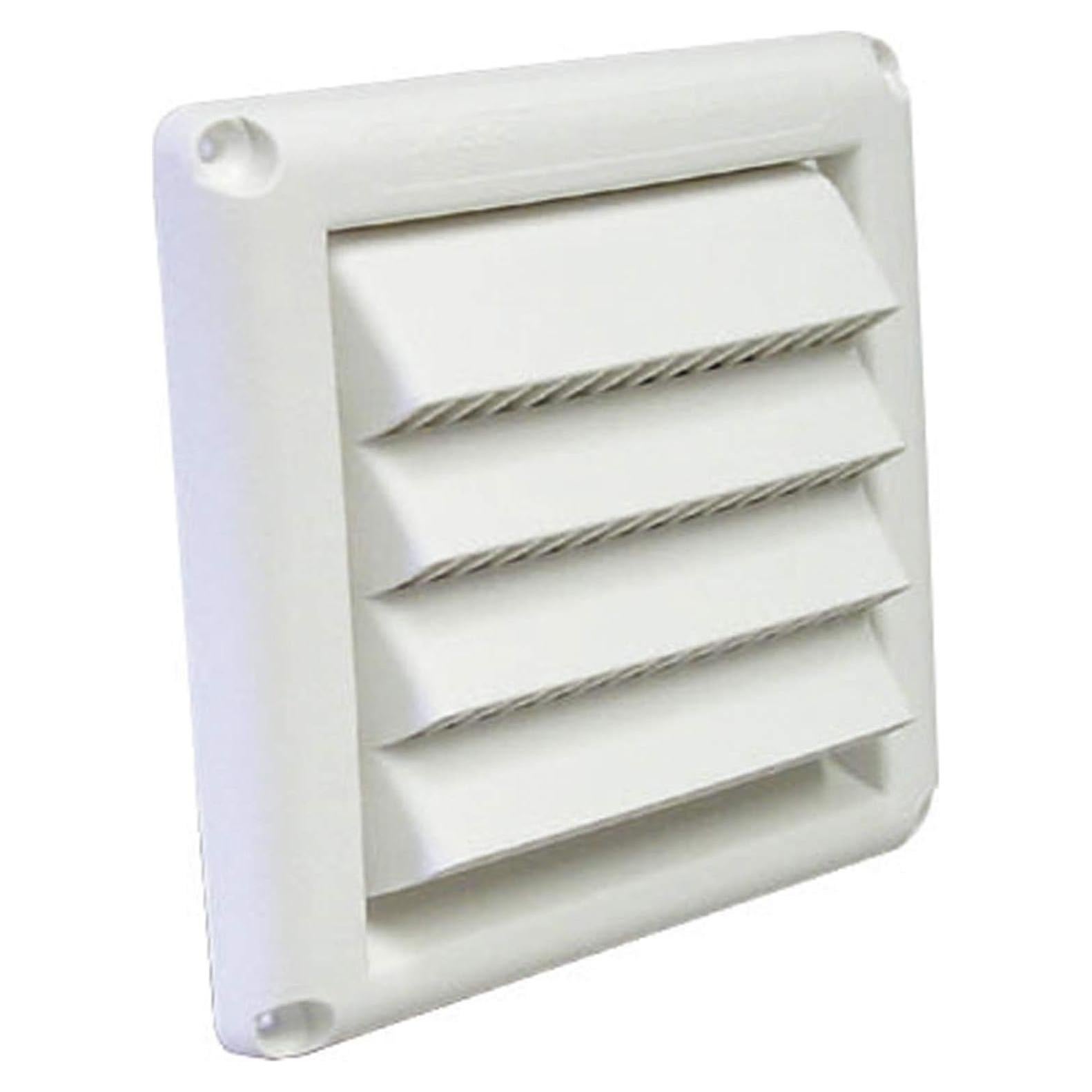 Deflecto Fresh Air Intake Vent Hood with Fixed Louvers for General Venting - Louvered Vent Cover, Weather-Resistant Plastic for Maximum Durability | 4 Inch - White (HSM4W/24)