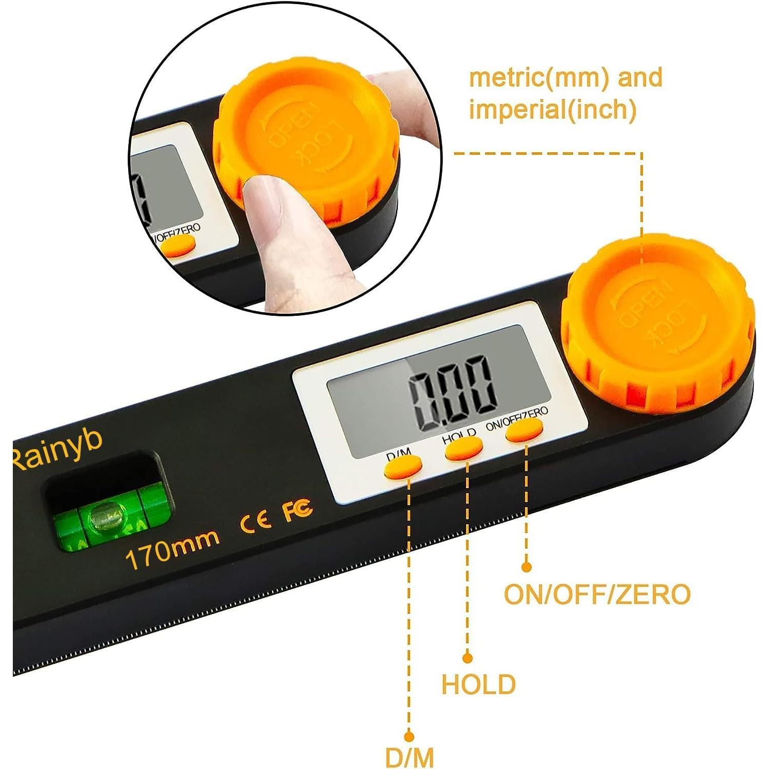 Transportador Digital Rainyb 5" con Niveles de Burbuja y LED