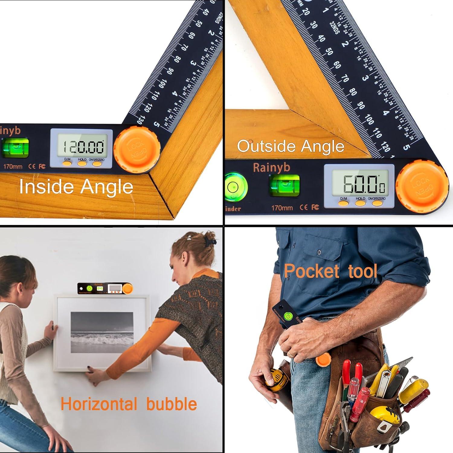 Transportador Digital Rainyb 5" con Niveles de Burbuja y LED