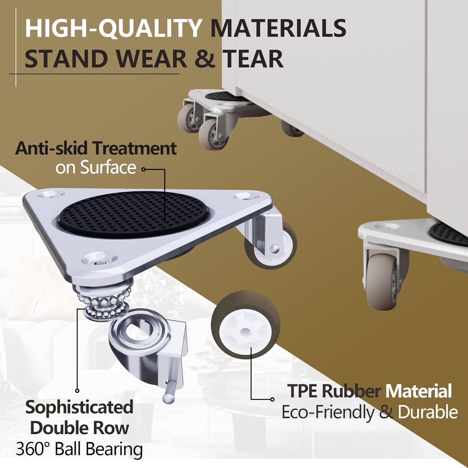 Dolly Triángulo de Acero ONEON - Paquete de 4, 326.59 kg