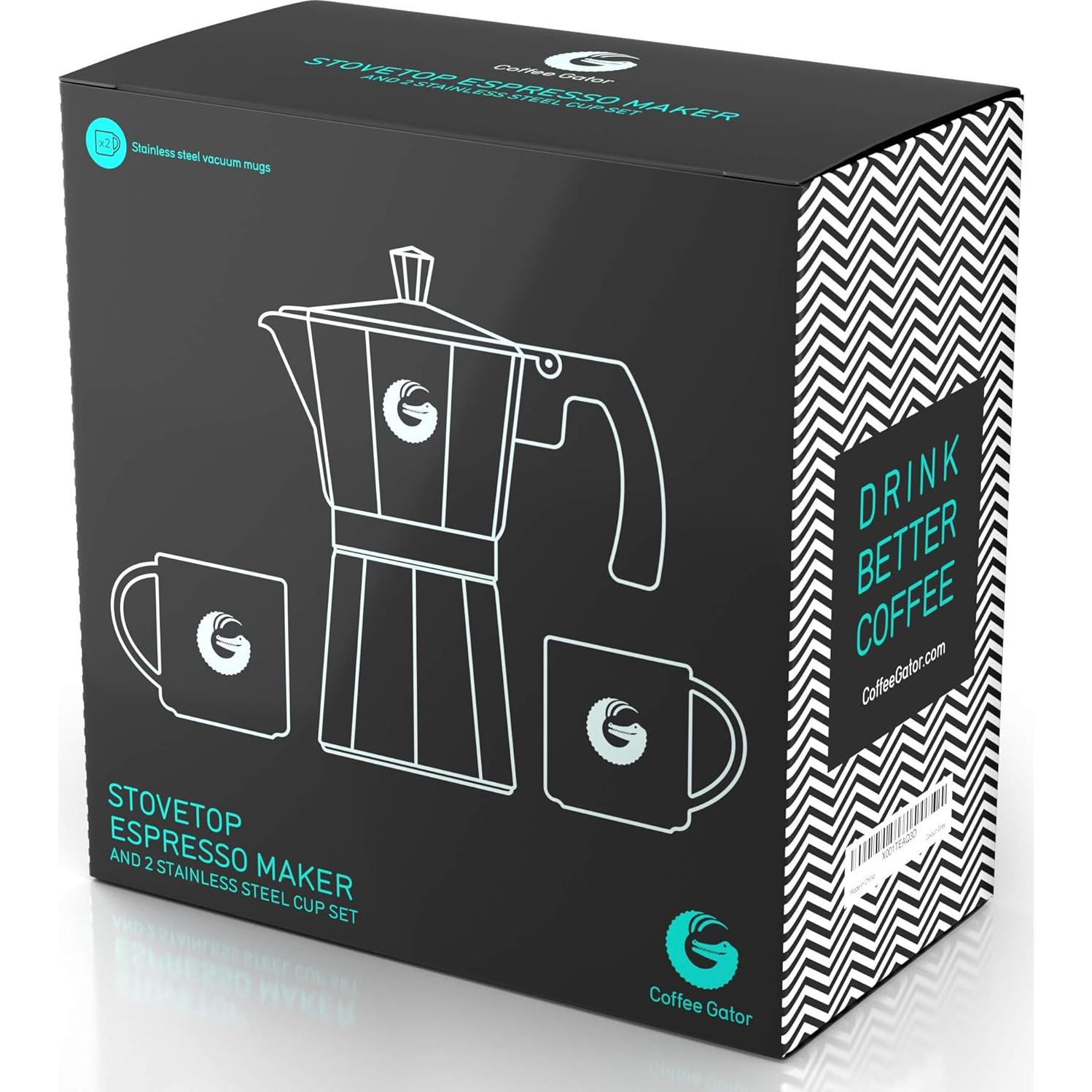 Cafetera Moka Coffee Gator 6 Tazas Aluminio Gris Mate 360ml