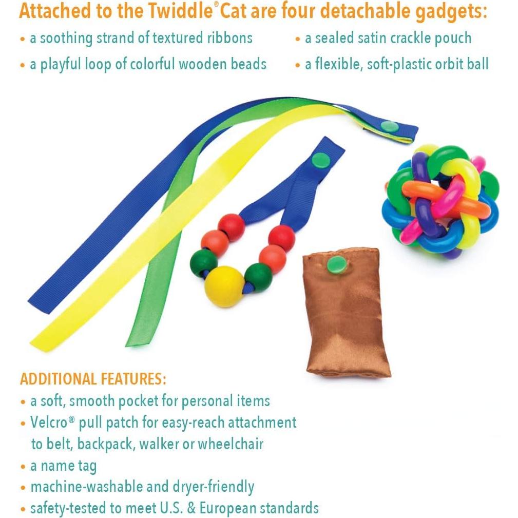Twiddle Muff Gato Marrón - Actividad Sensorial para Demencia