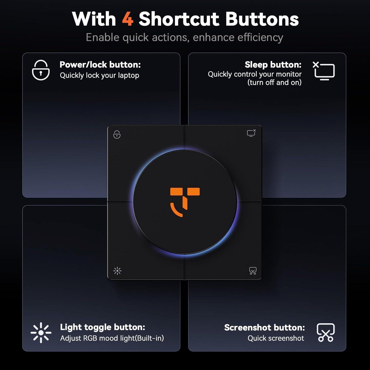 Dock USB-C 10 en 1 TobenONE con HDMI 4K, 100W PD, 5 Botones