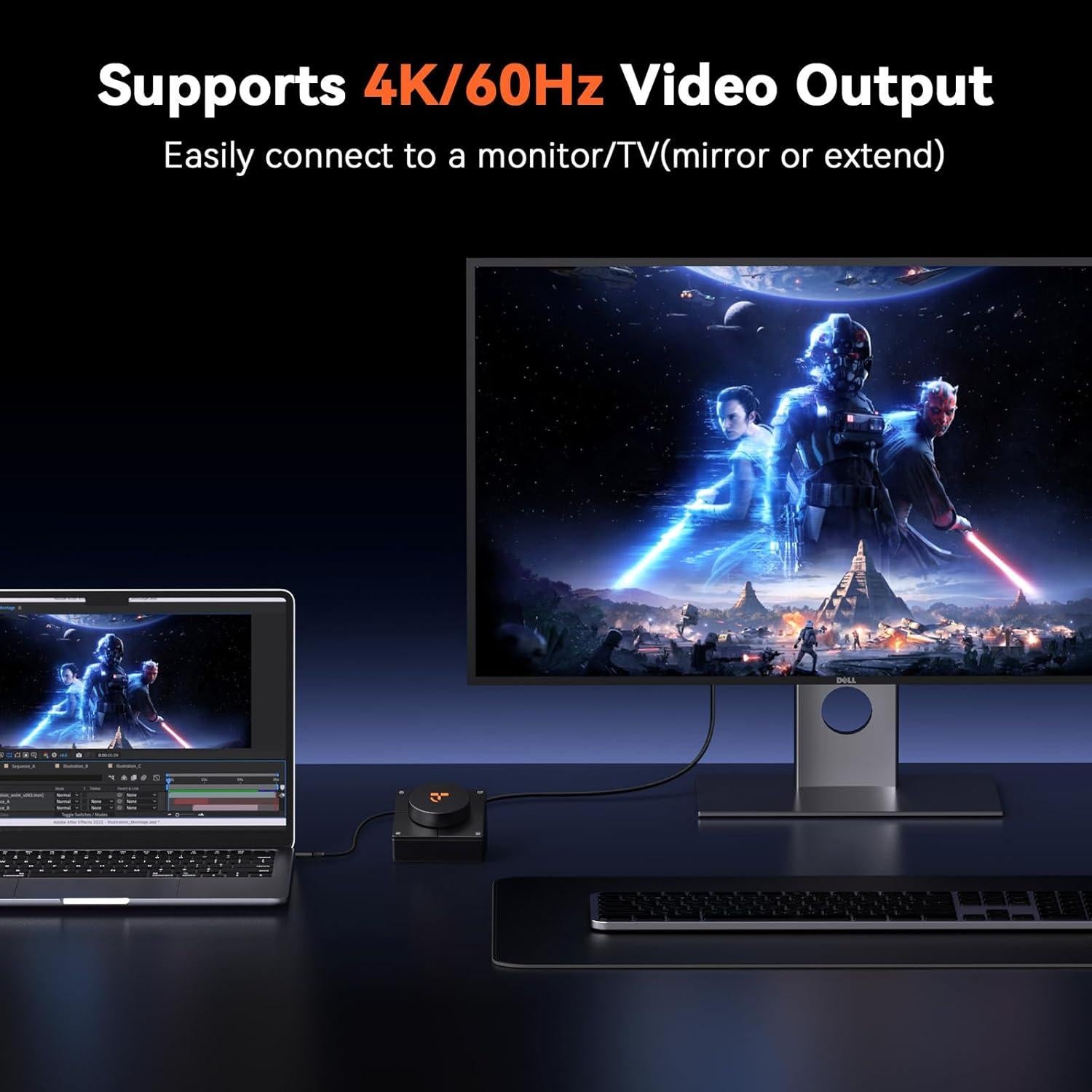 Dock USB-C 10 en 1 TobenONE con HDMI 4K, 100W PD, 5 Botones