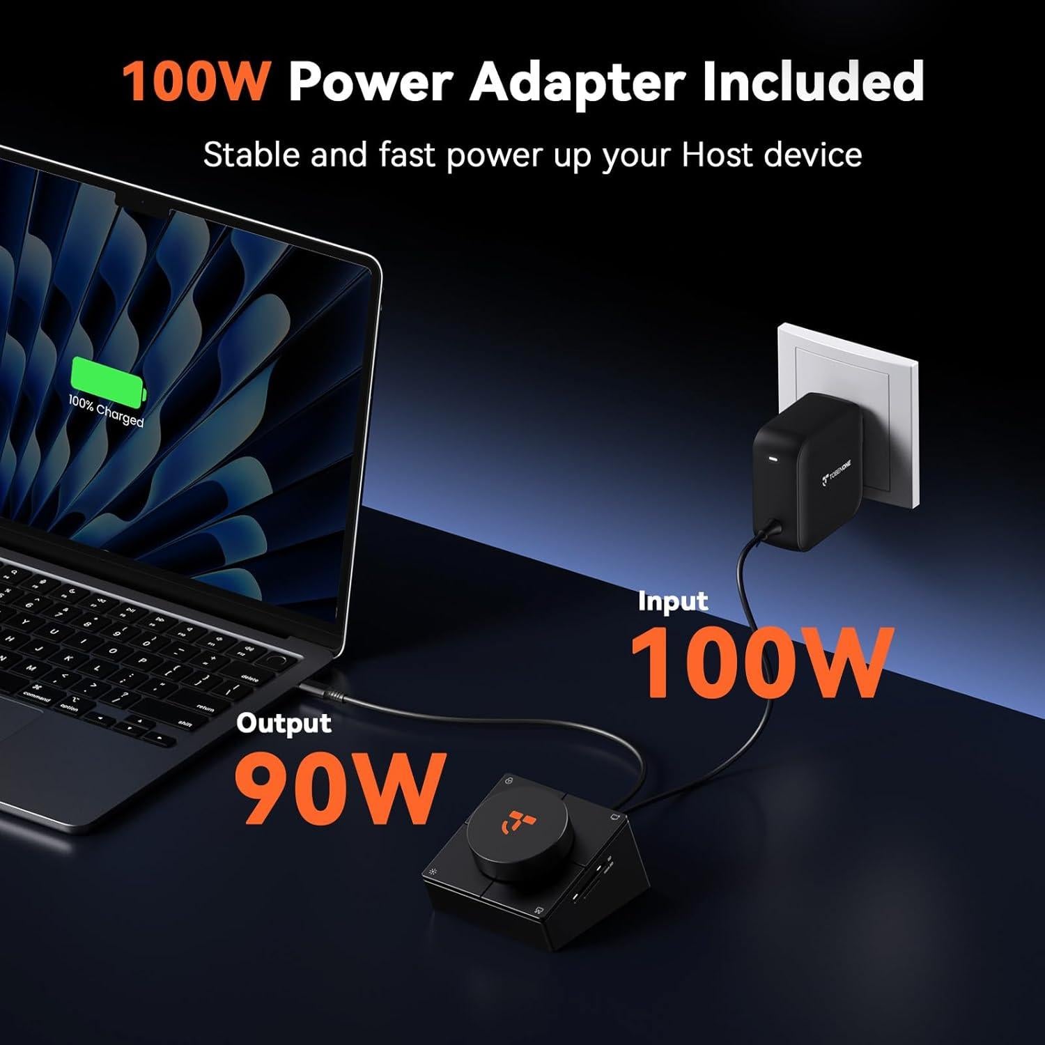 Dock USB-C 10 en 1 TobenONE con HDMI 4K, 100W PD, 5 Botones