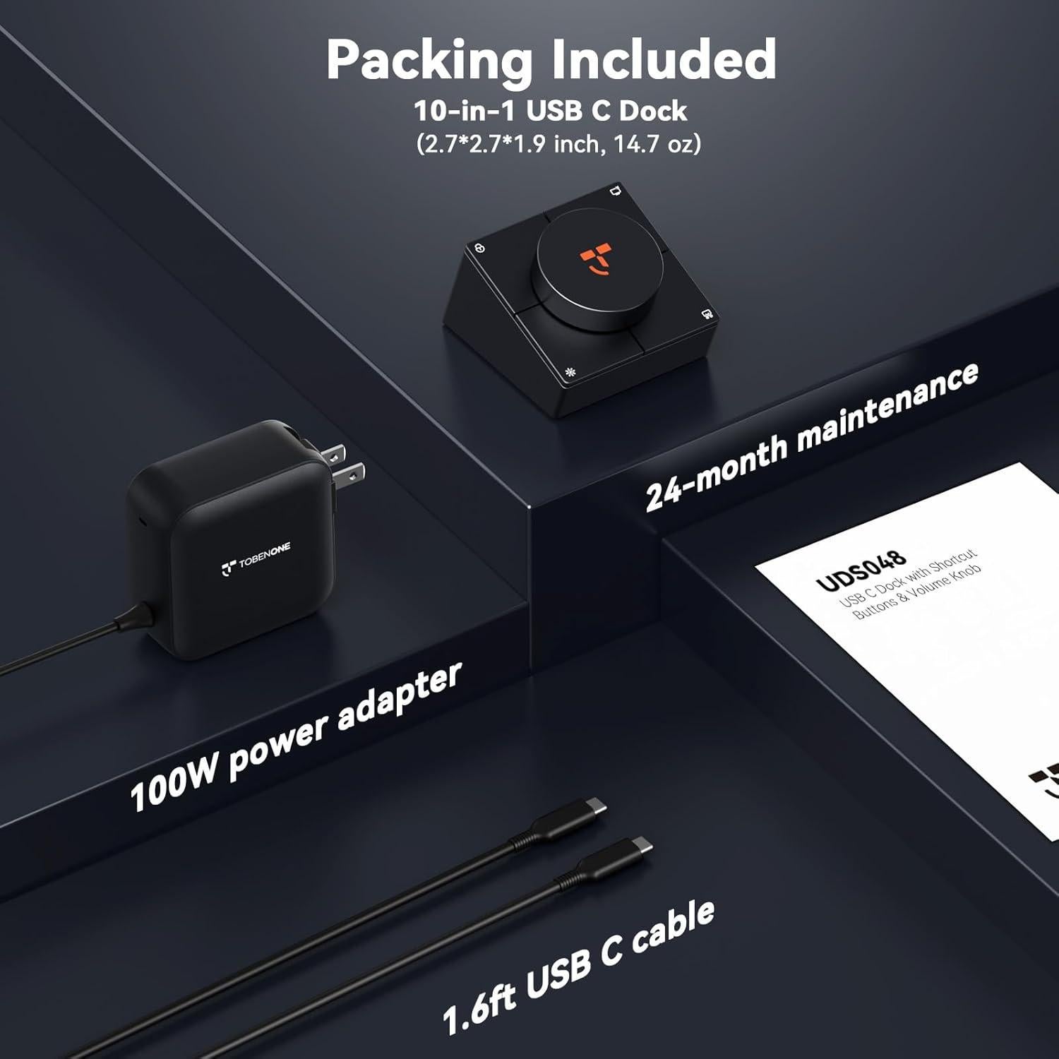 Dock USB-C 10 en 1 TobenONE con HDMI 4K, 100W PD, 5 Botones