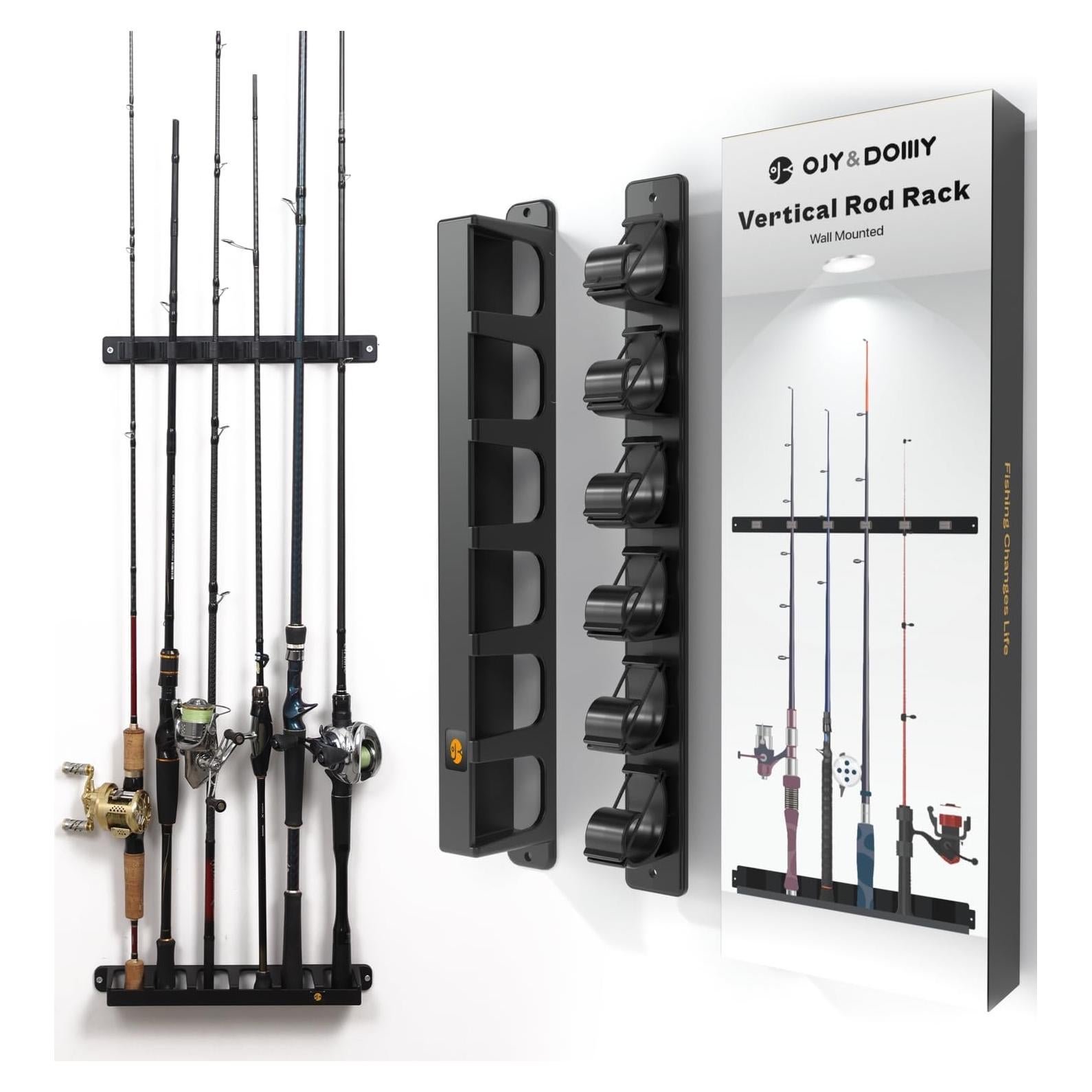 Soporte de cañas de pescar OJYDOIIIY para 6 cañas de garaje