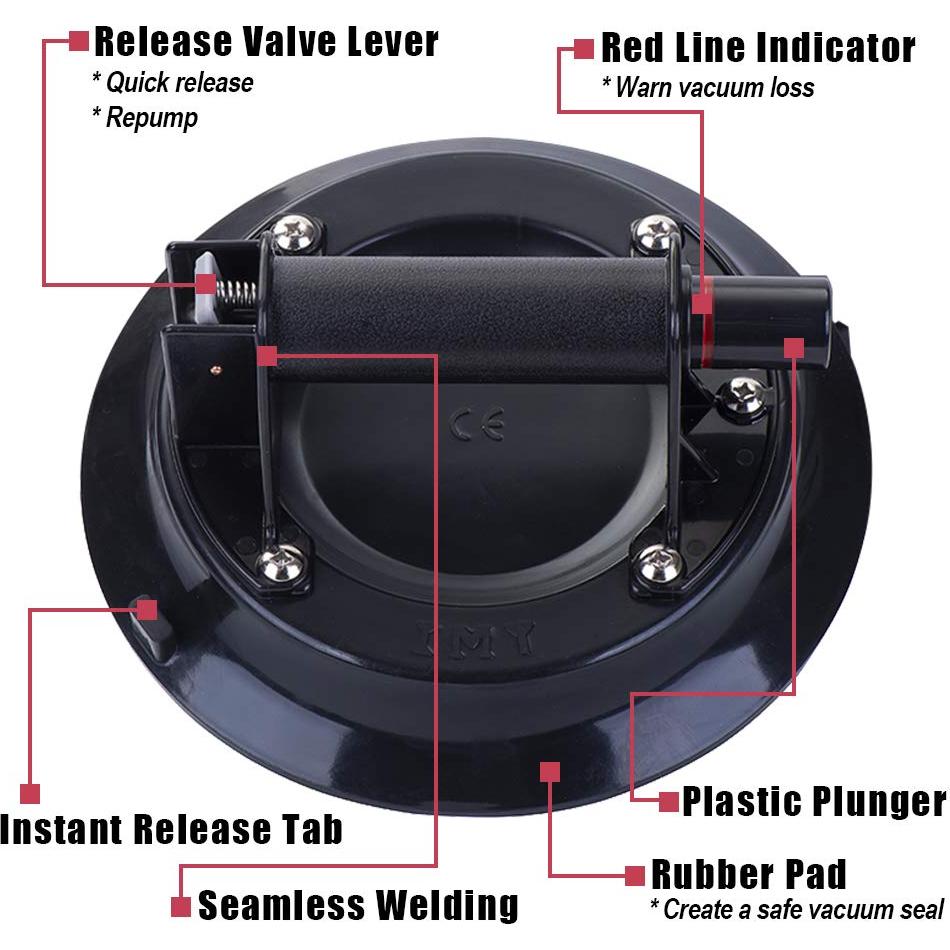 Ventosa Cóncava IMT 9" para Vidrio y Parabrisas - 108.86kg