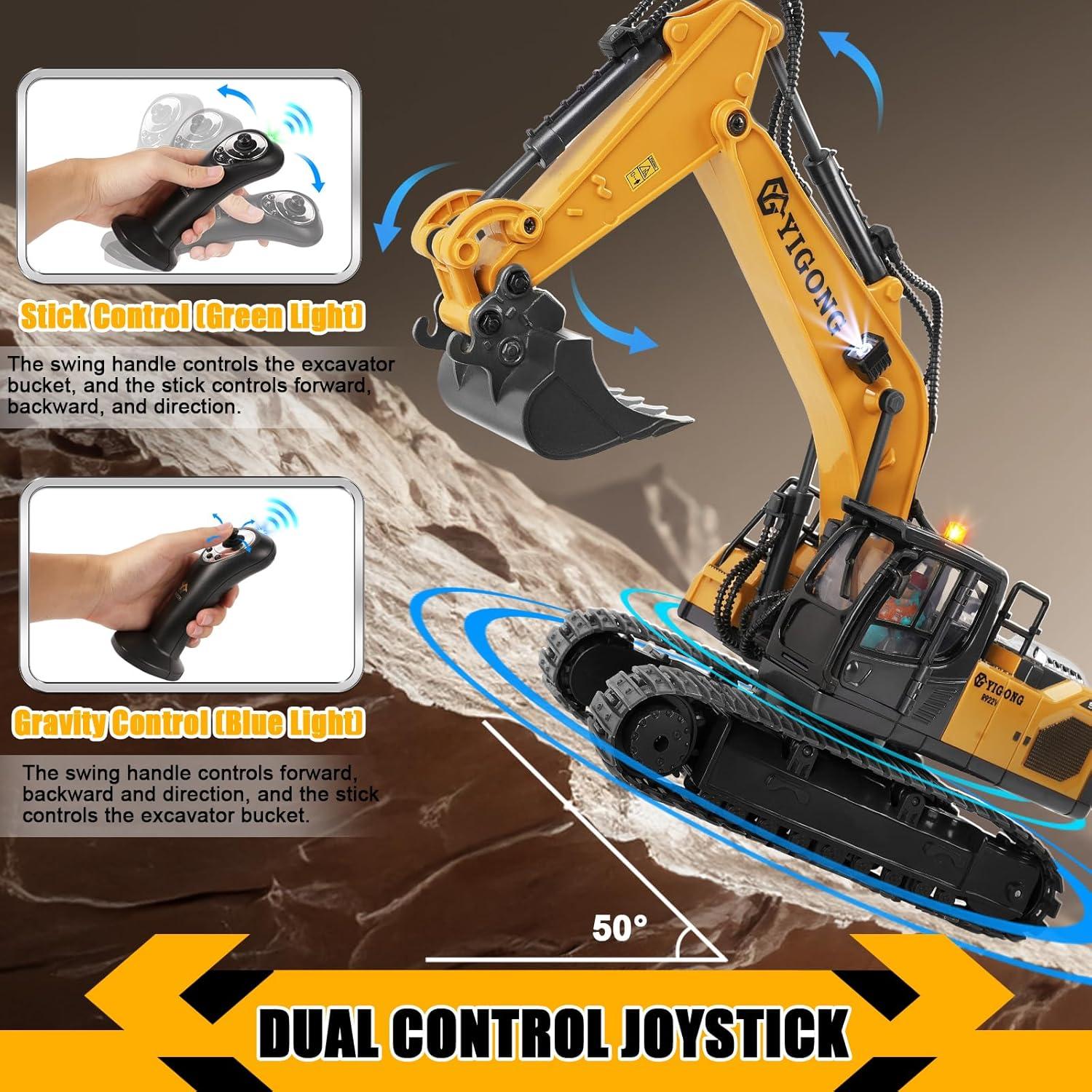 Excavadora a Control Remoto KIZJORYA 2.4 GHz con Luces y Sonido