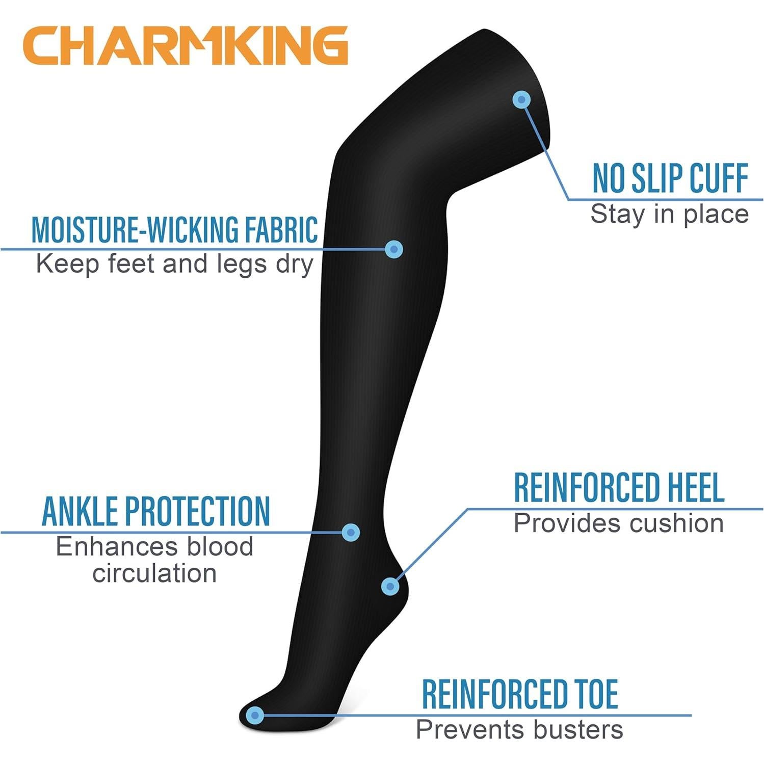 Medias de Compresión CHARMKING 3 Pares para Correr y Ciclismo