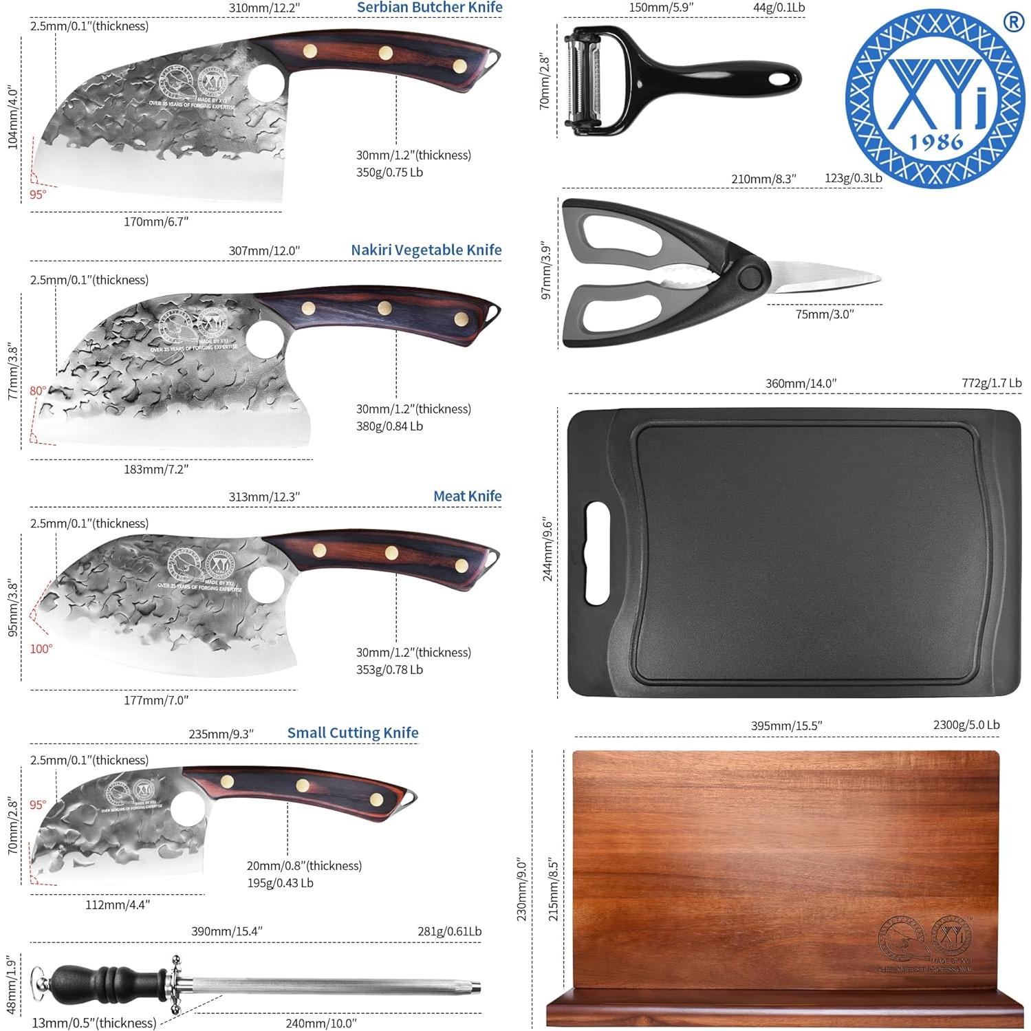 Conjunto de Cuchillos de Cocina XYJ 9 Piezas Acero Alto Carbono