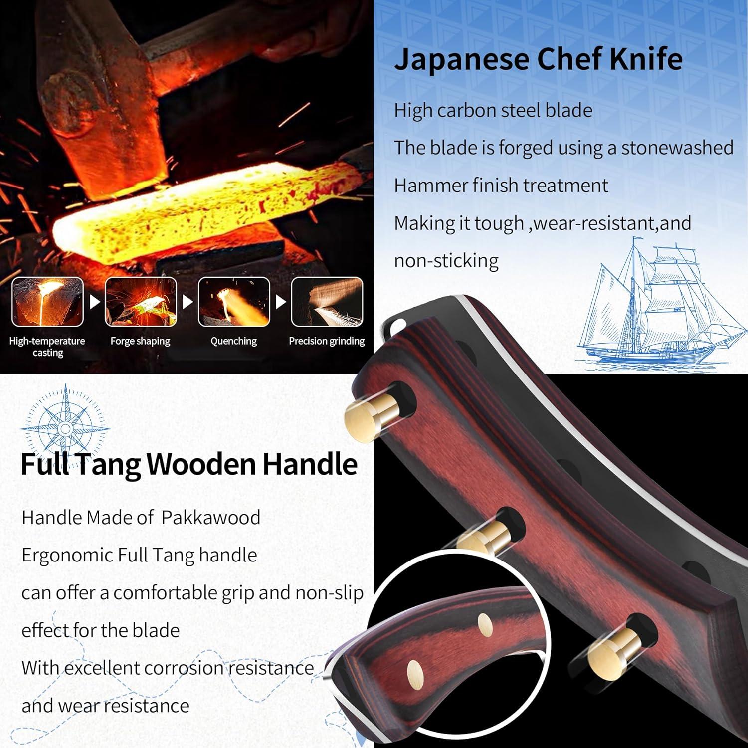 Conjunto de Cuchillos de Cocina XYJ 9 Piezas Acero Alto Carbono