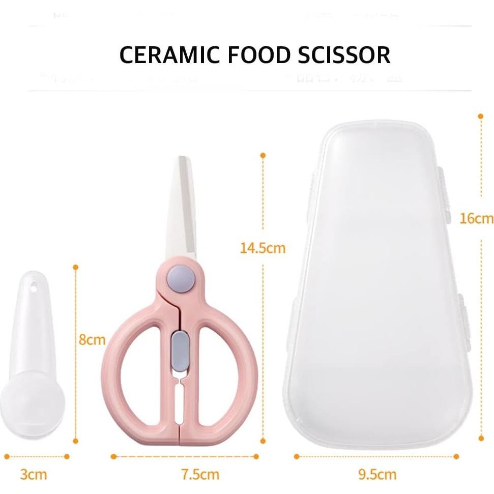 Tijeras de Cerámica DAMPEN para Bebés con Estuche Rosa y Verde