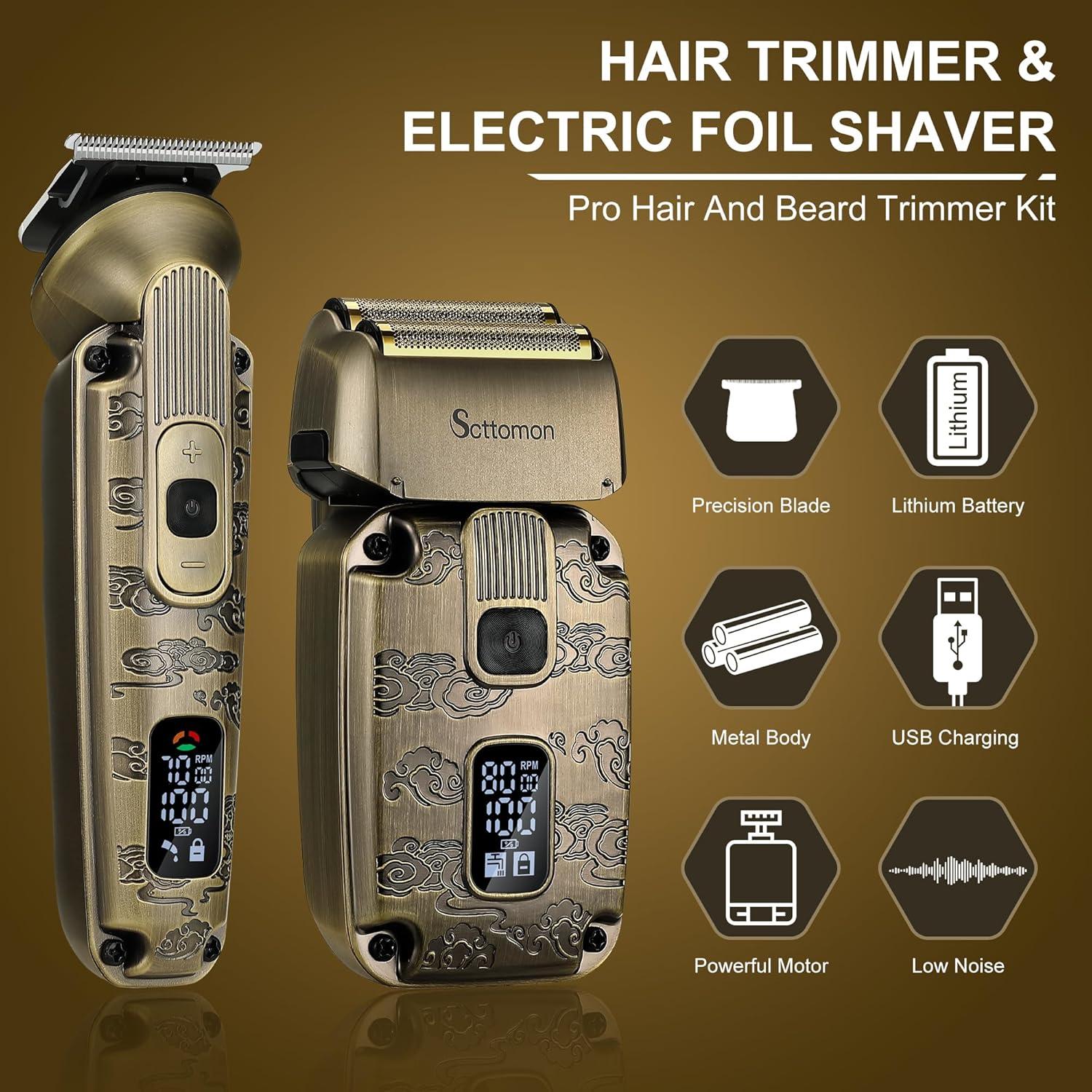 Kit de Afeitado Eléctrico Scttomon 15 Piezas Inalámbrico