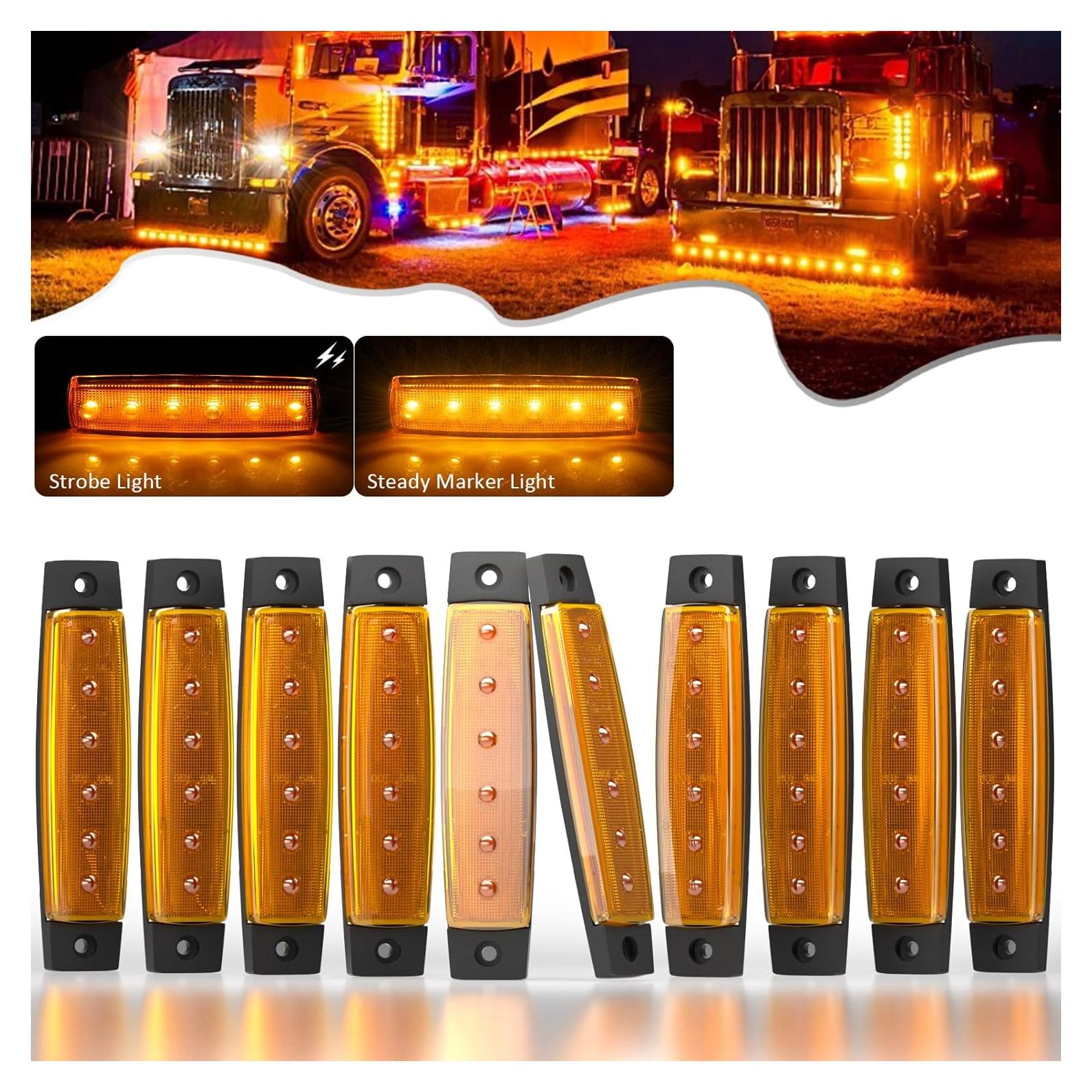 Luces LED de Marcador Estroboscópico y Fijo PSEQT 3.8" Ámbar