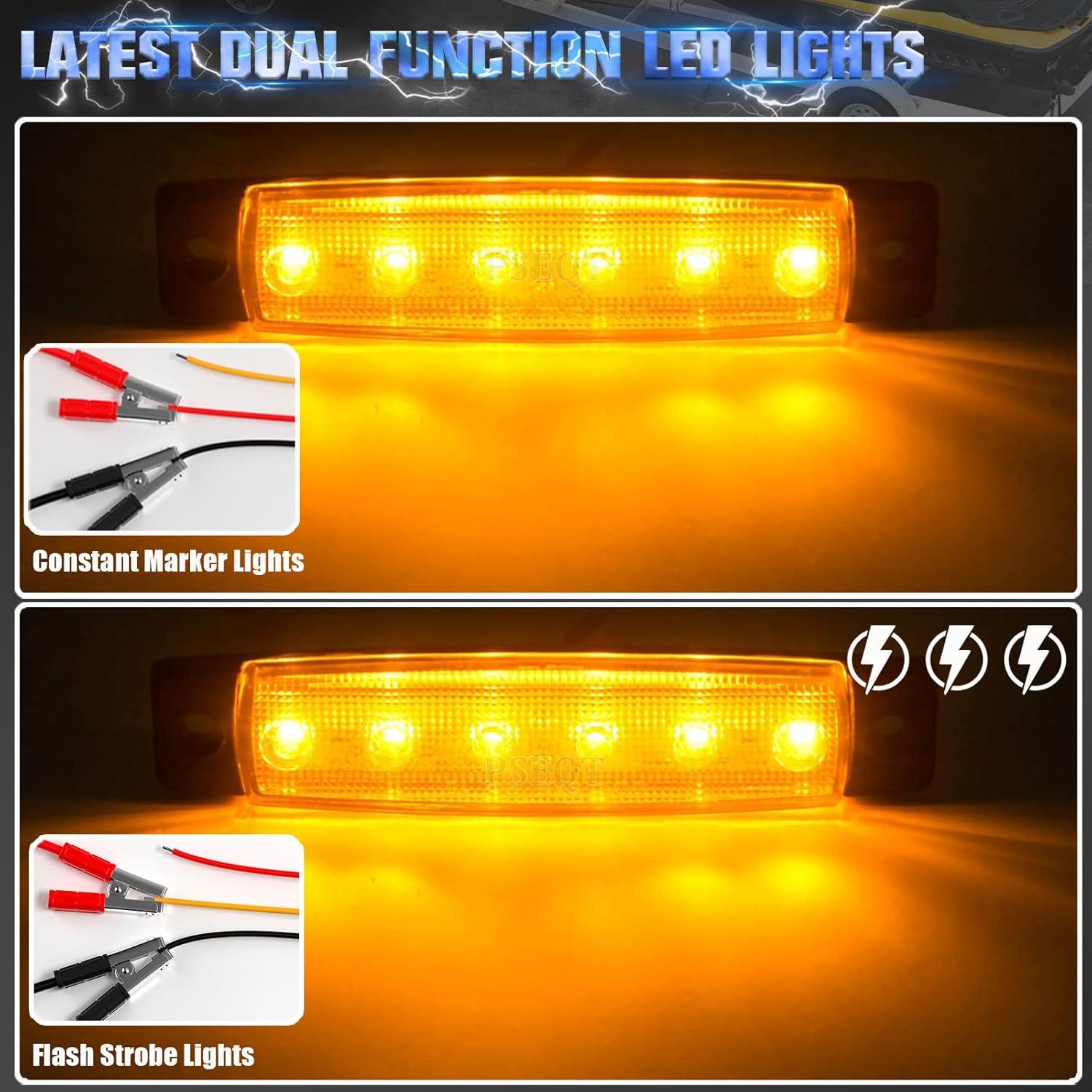 Luces LED de Marcador Estroboscópico y Fijo PSEQT 3.8" Ámbar