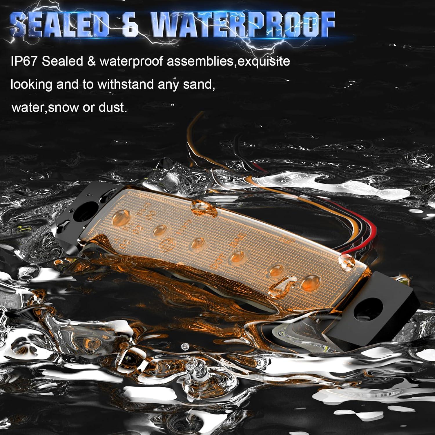 Luces LED de Marcador Estroboscópico y Fijo PSEQT 3.8" Ámbar