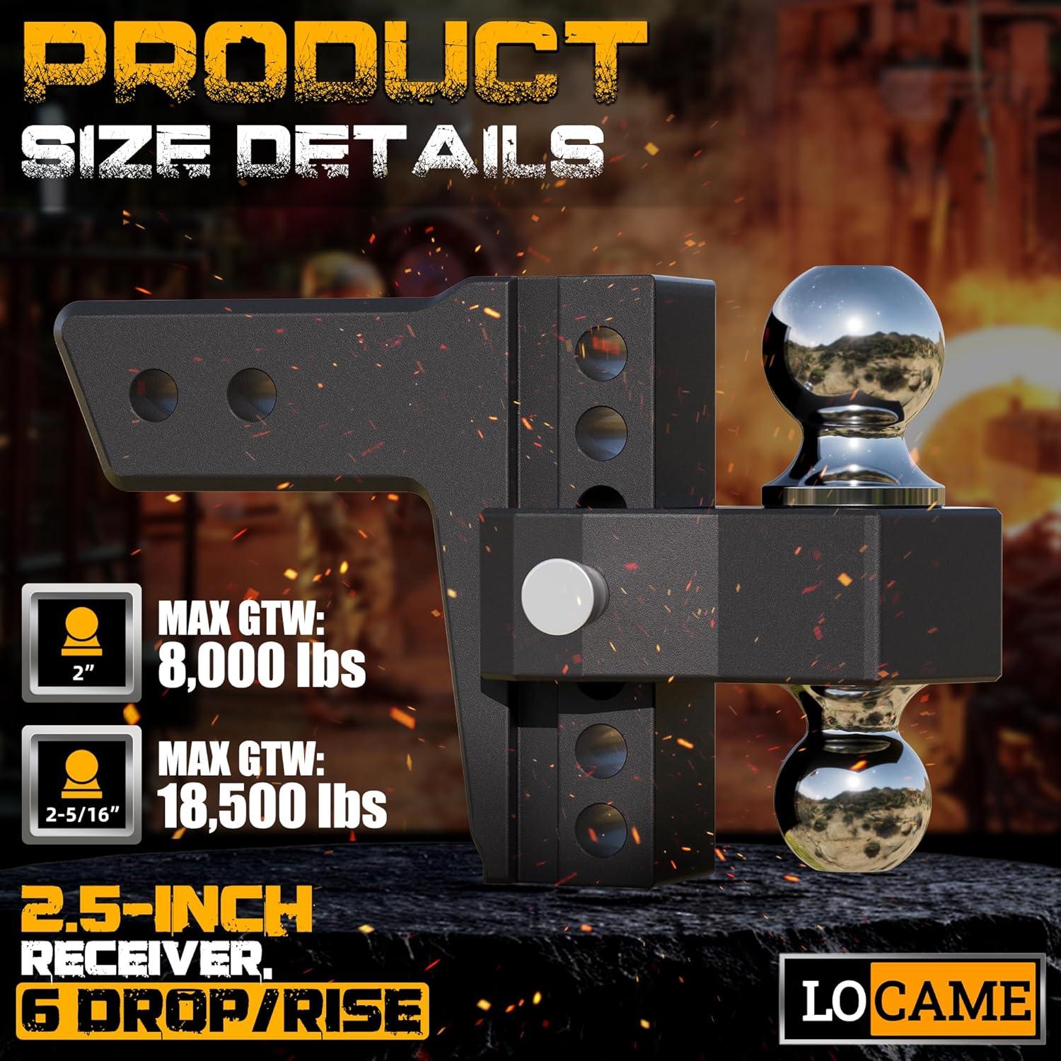 Enganche de Remolque Ajustable LOCAME LC0025 18,500 lbs Negro