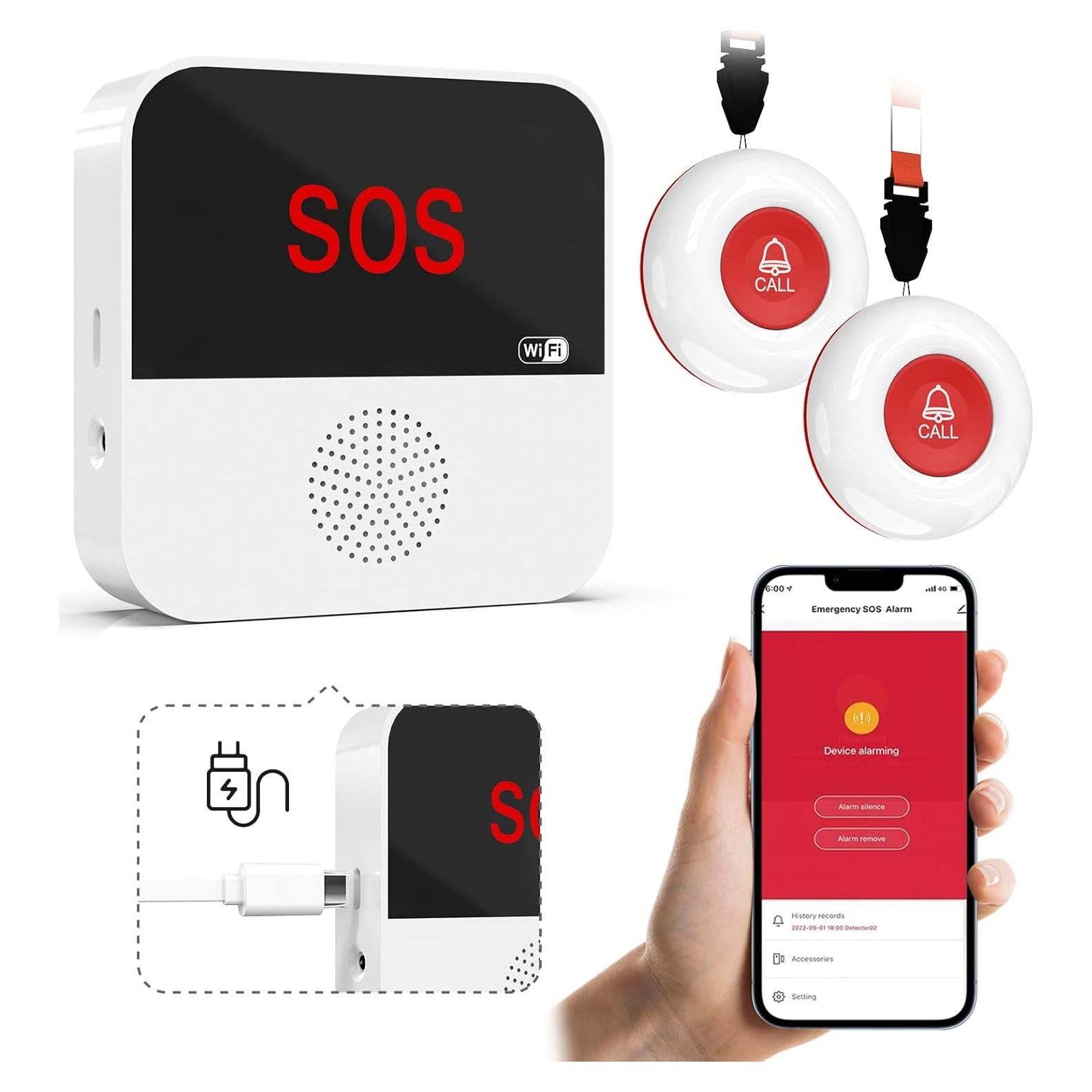 Sistema de Llamada Inalámbrico SanJie 2 Botones y 1 Receptor