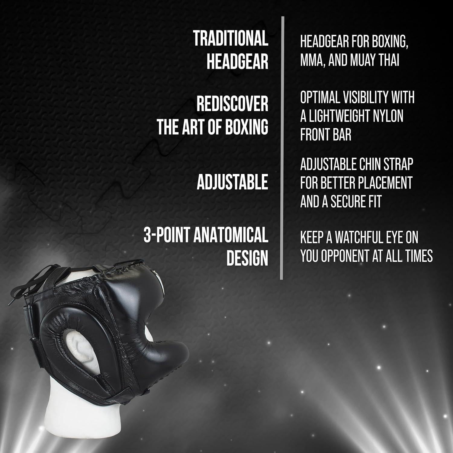 Casco de Boxeo Tradicional Cleto Reyes Unisex Negro Ajustable