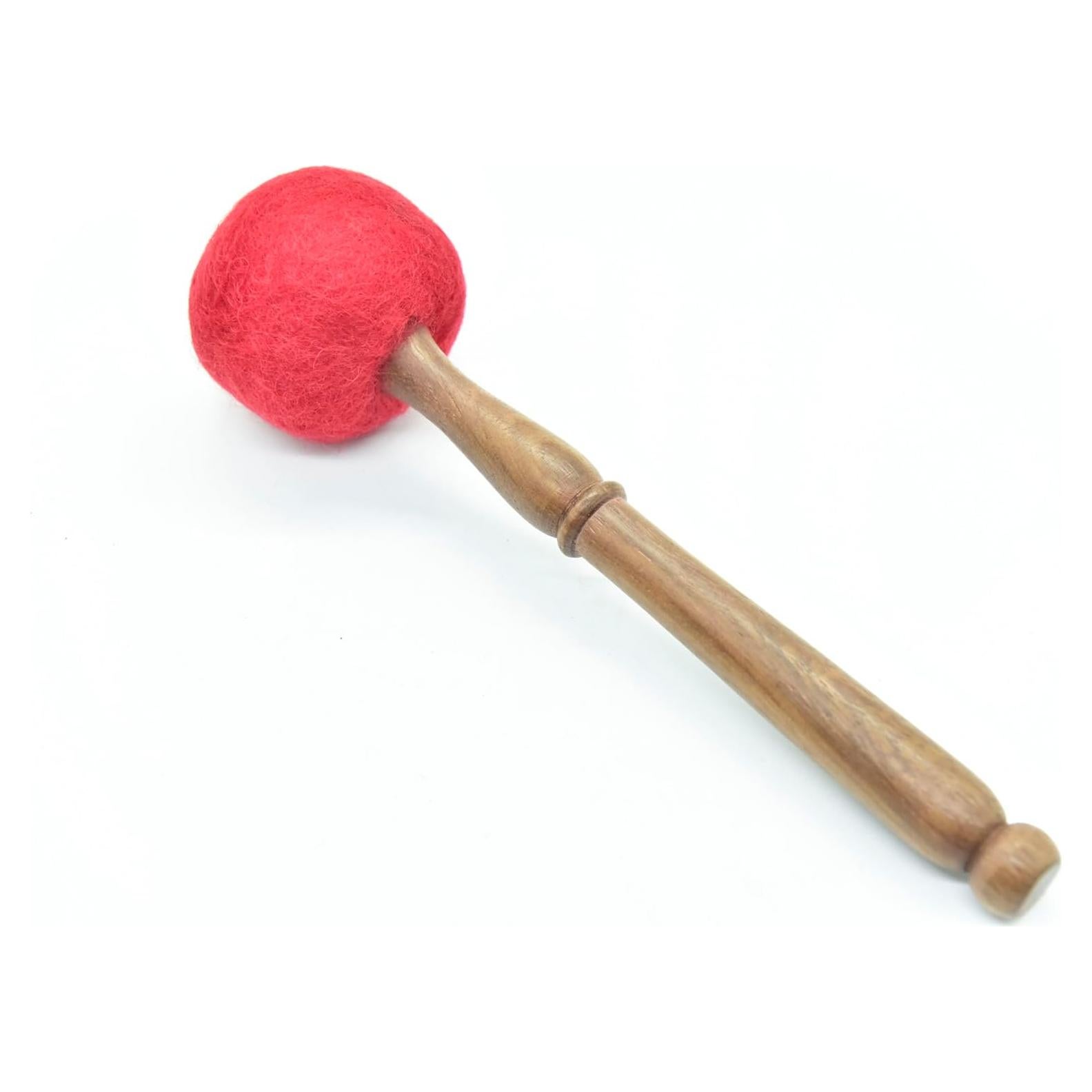 Martillo Golpeador de Tazón Tibetano 23 cm Fieltro Rojo
