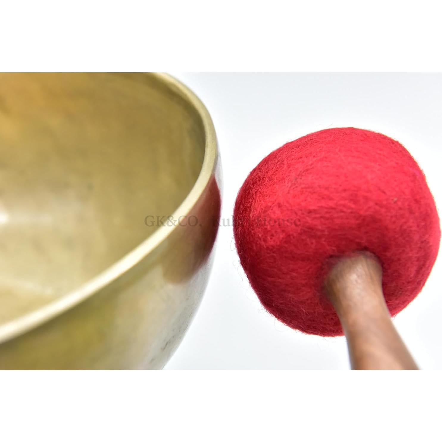 Martillo Golpeador de Tazón Tibetano 23 cm Fieltro Rojo