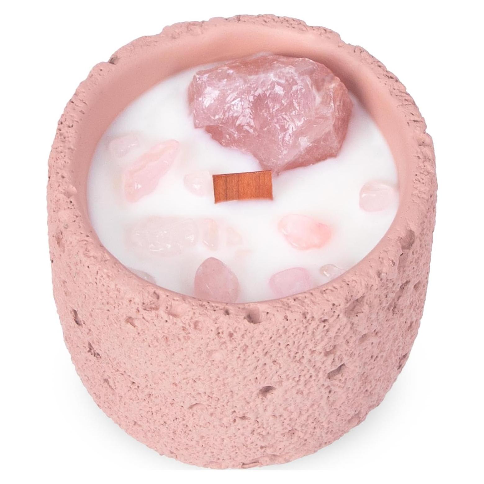 Vela Aromática de Cristal Rosa Perekond 100% Soja 8.89cm