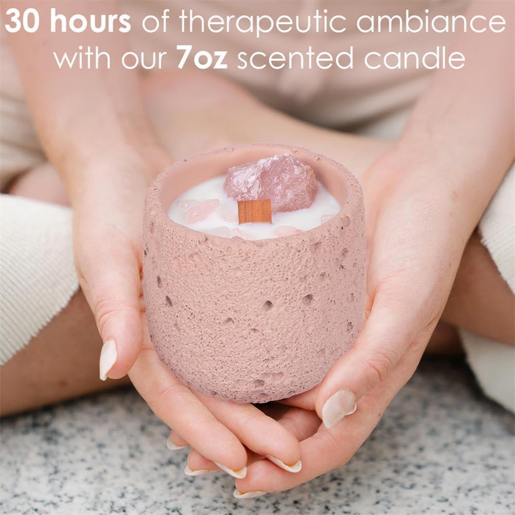 Vela Aromática de Cristal Rosa Perekond 100% Soja 8.89cm