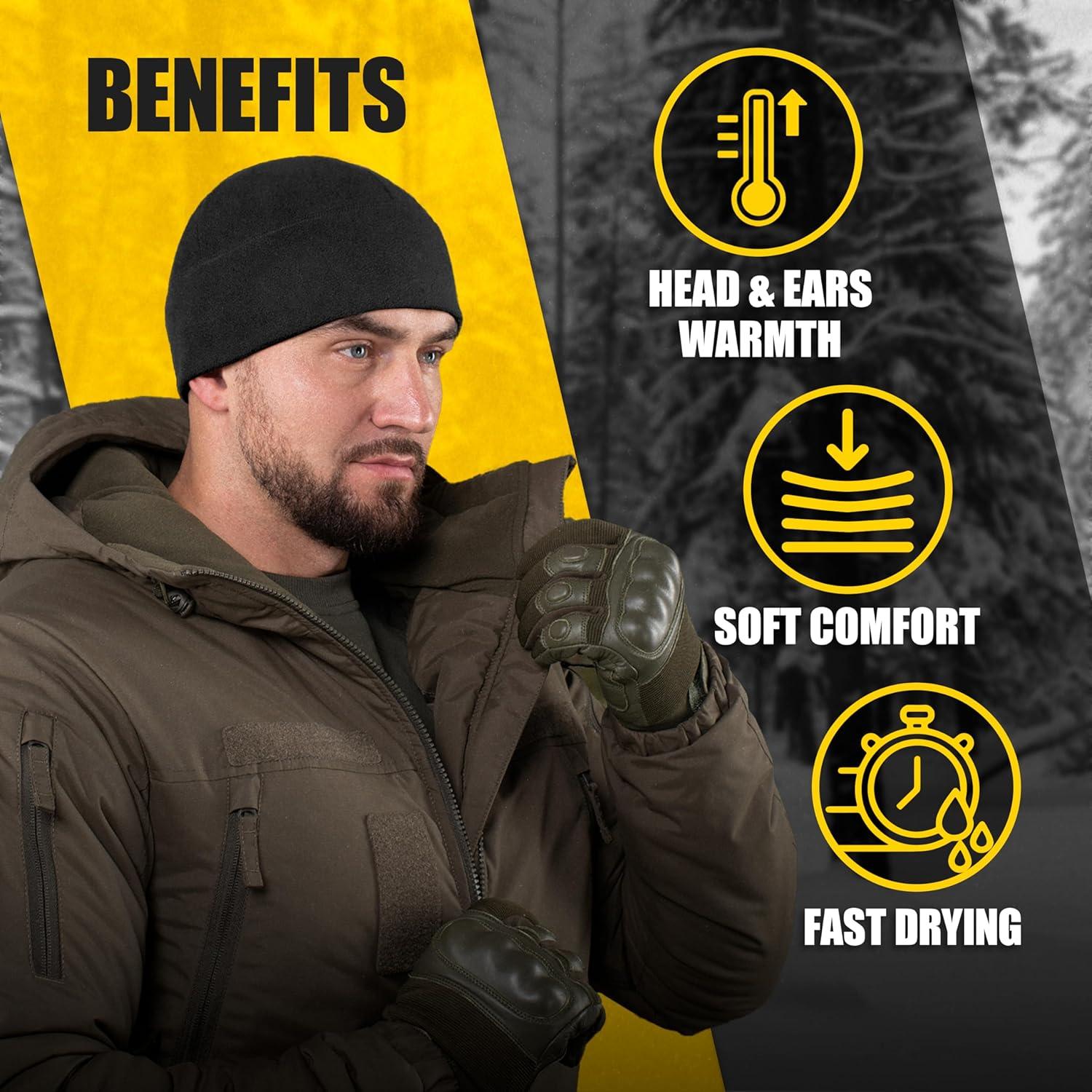 Gorro Táctico Militar M-Tac Elite Fleece Negro Pequeño