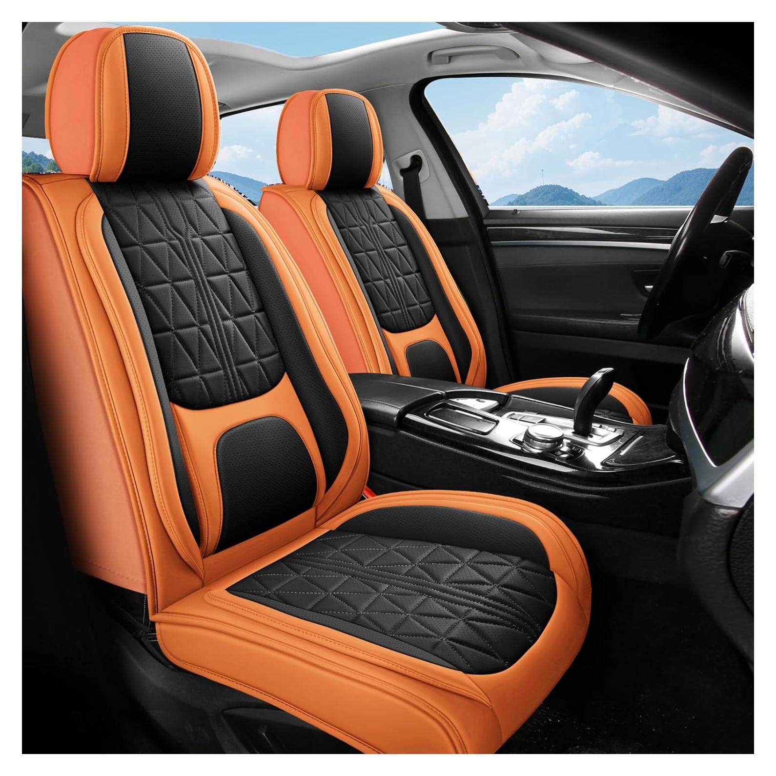 Funda de Asientos de Cuero OTOEZ Universal Negro y Naranja