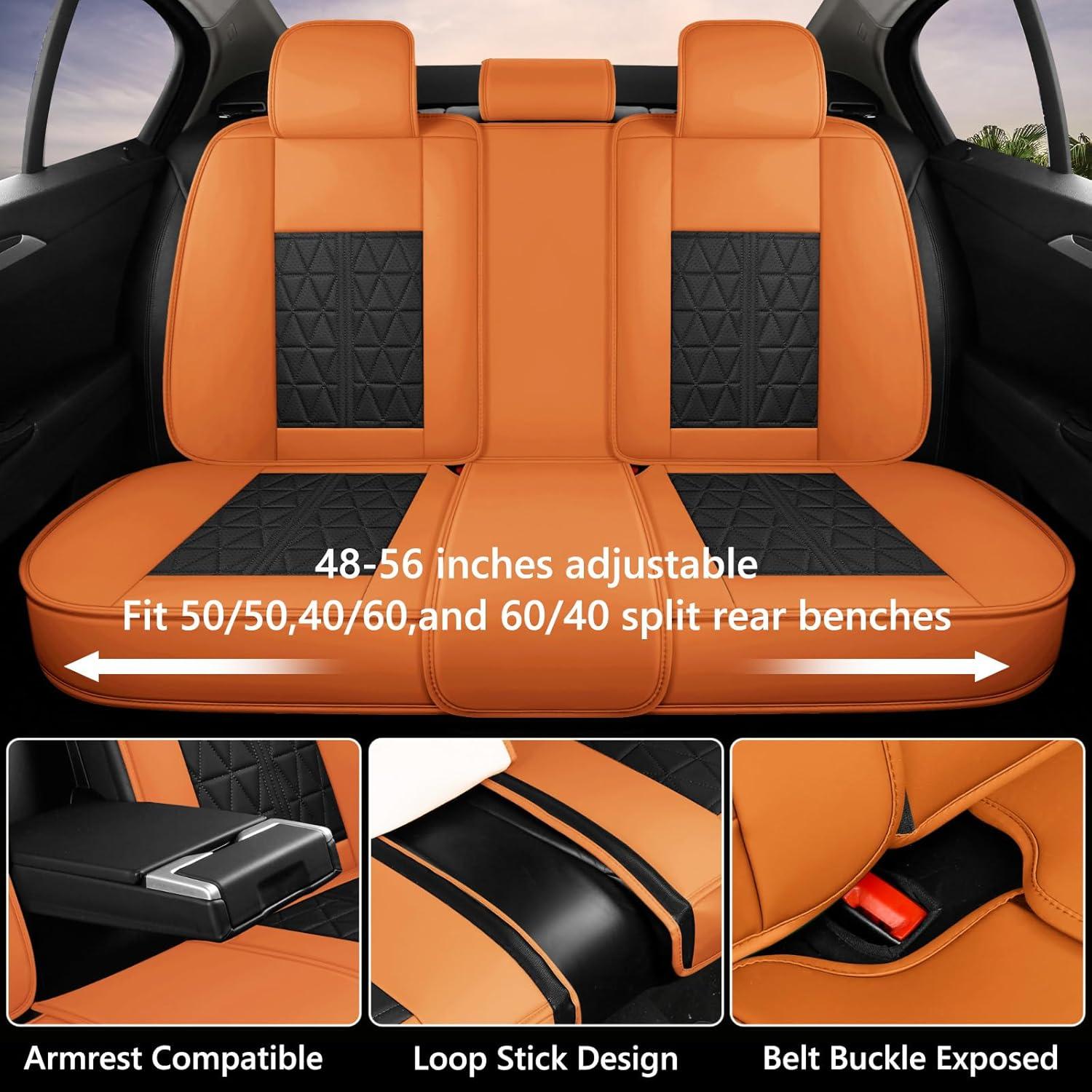 Funda de Asientos de Cuero OTOEZ Universal Negro y Naranja