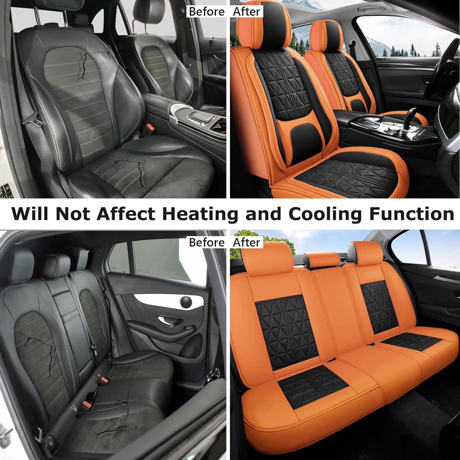 Funda de Asientos de Cuero OTOEZ Universal Negro y Naranja